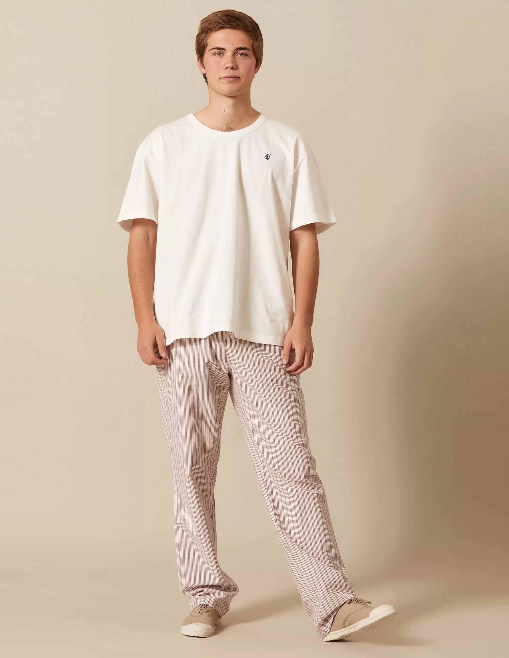 Nicoli BROWN STRIPED TROUSERS< Trousers