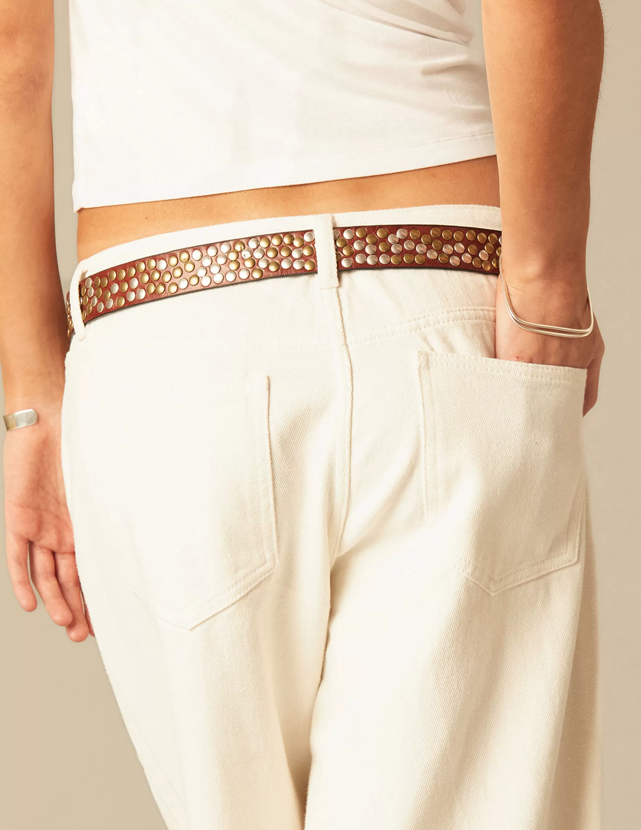 Nicoli BROWN STUDDED ROCK BELT< Belts