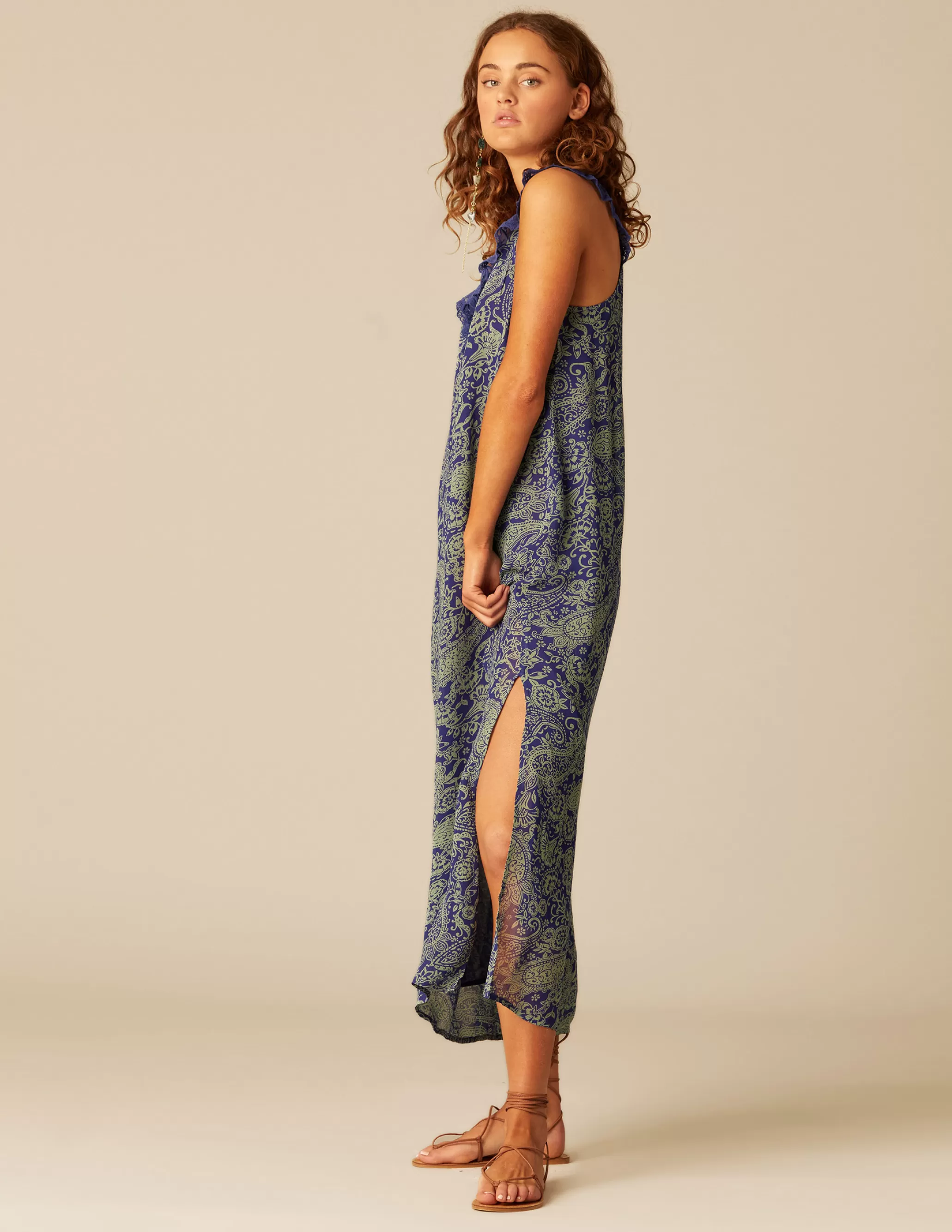 Nicoli DARK BLUE PRINT DRESS< Dresses