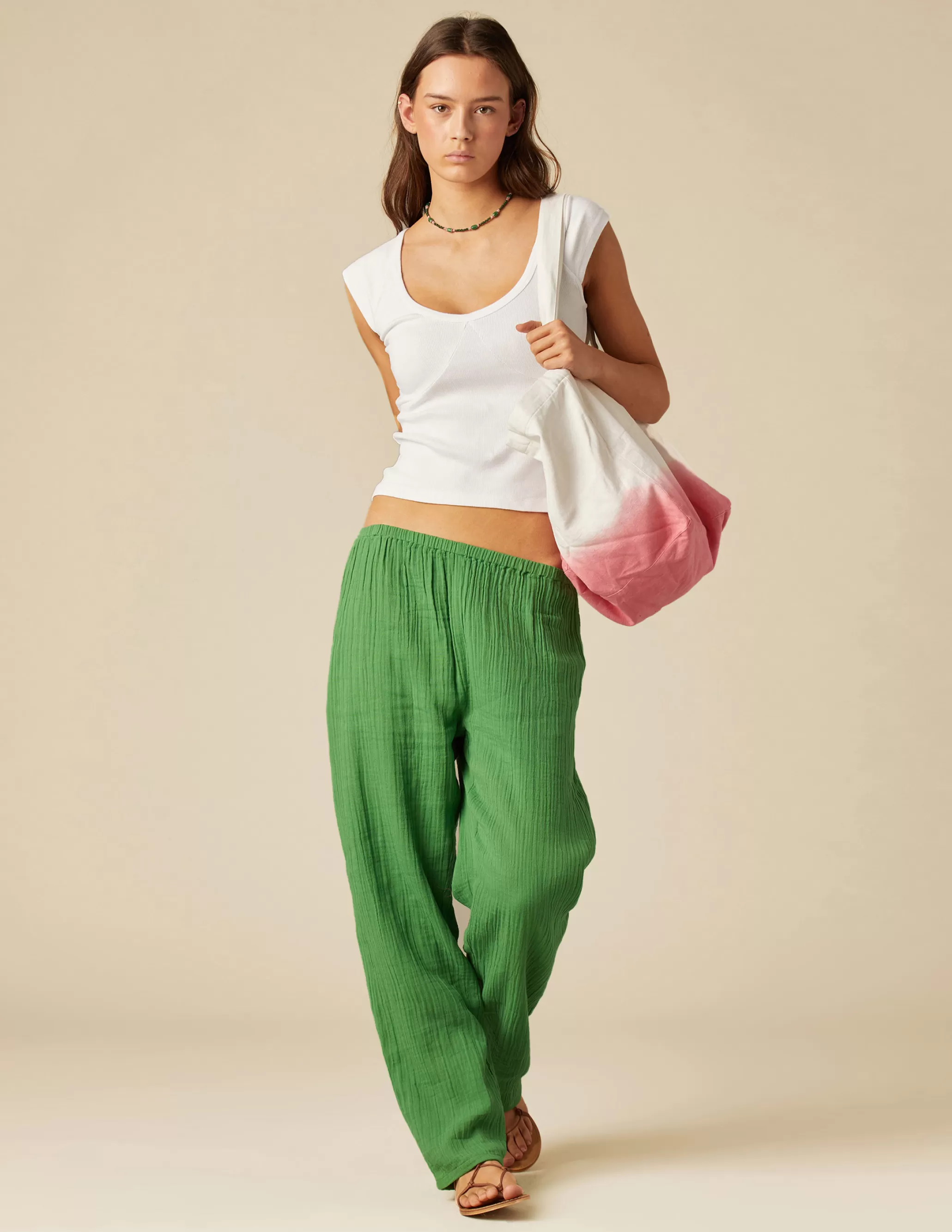 Nicoli GREEN BEACH TROUSERS< Trousers