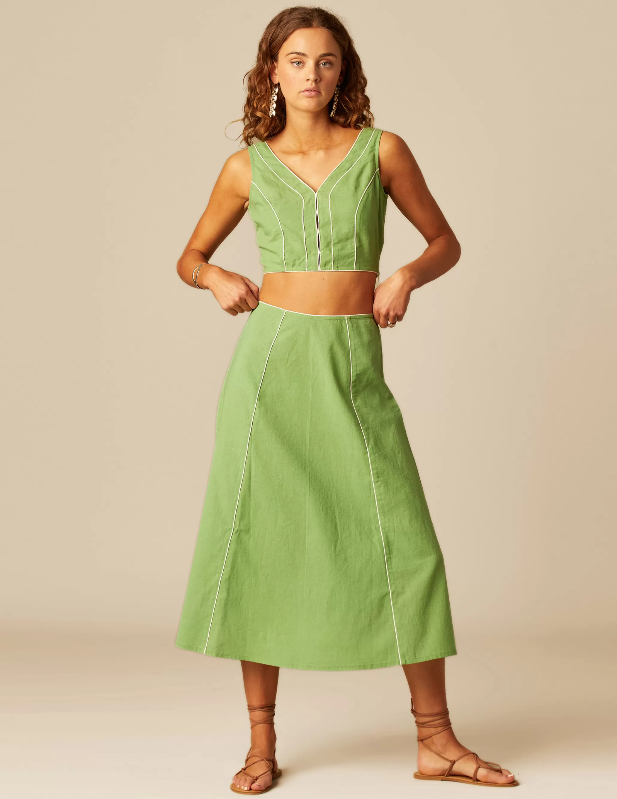 Nicoli GREEN CONTRAST SKIRT< Skirts