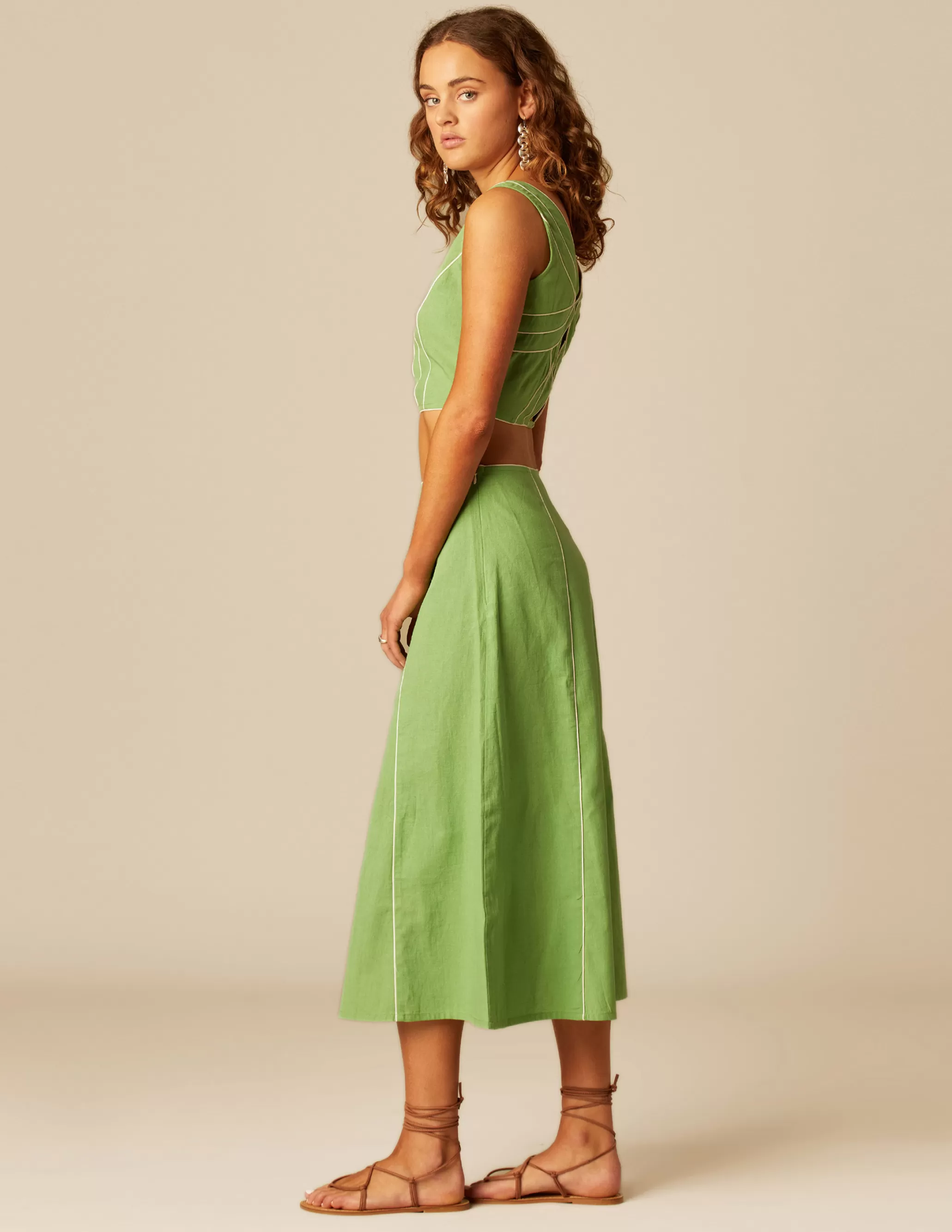 Nicoli GREEN CONTRAST SKIRT< Skirts