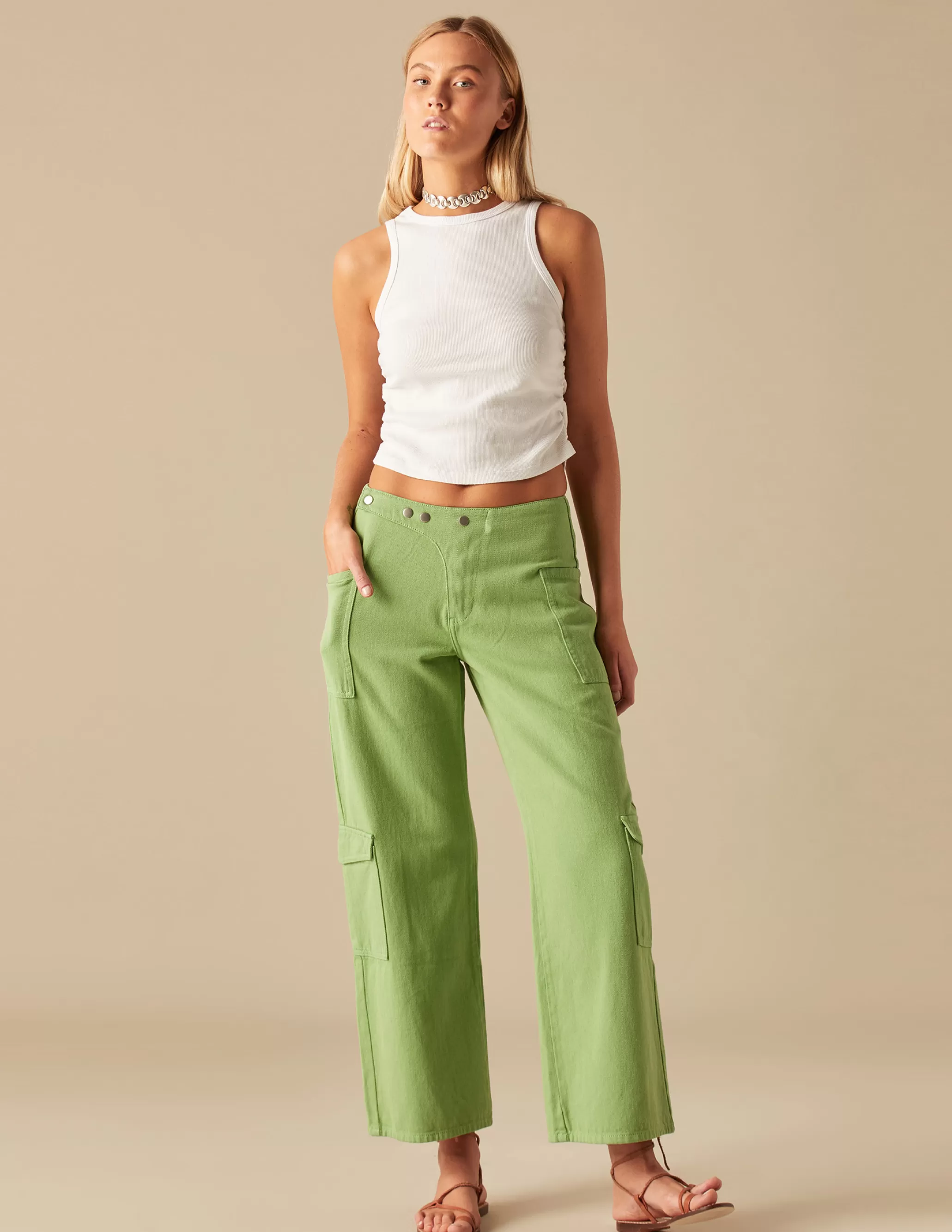 Nicoli GREEN CROSSOVER TROUSERS< Trousers | Denim