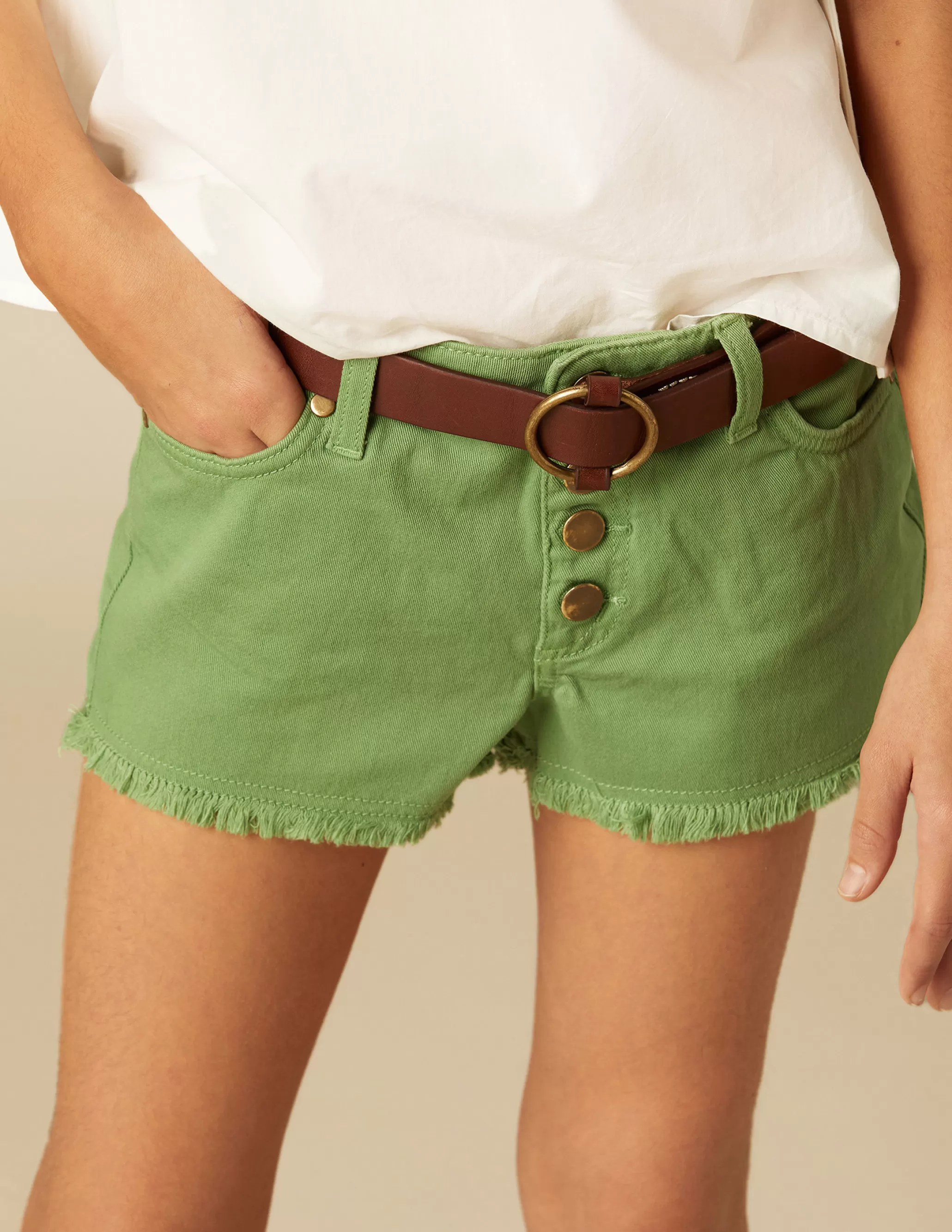 Nicoli GREEN DENIM SHORTS< Denim | Shorts