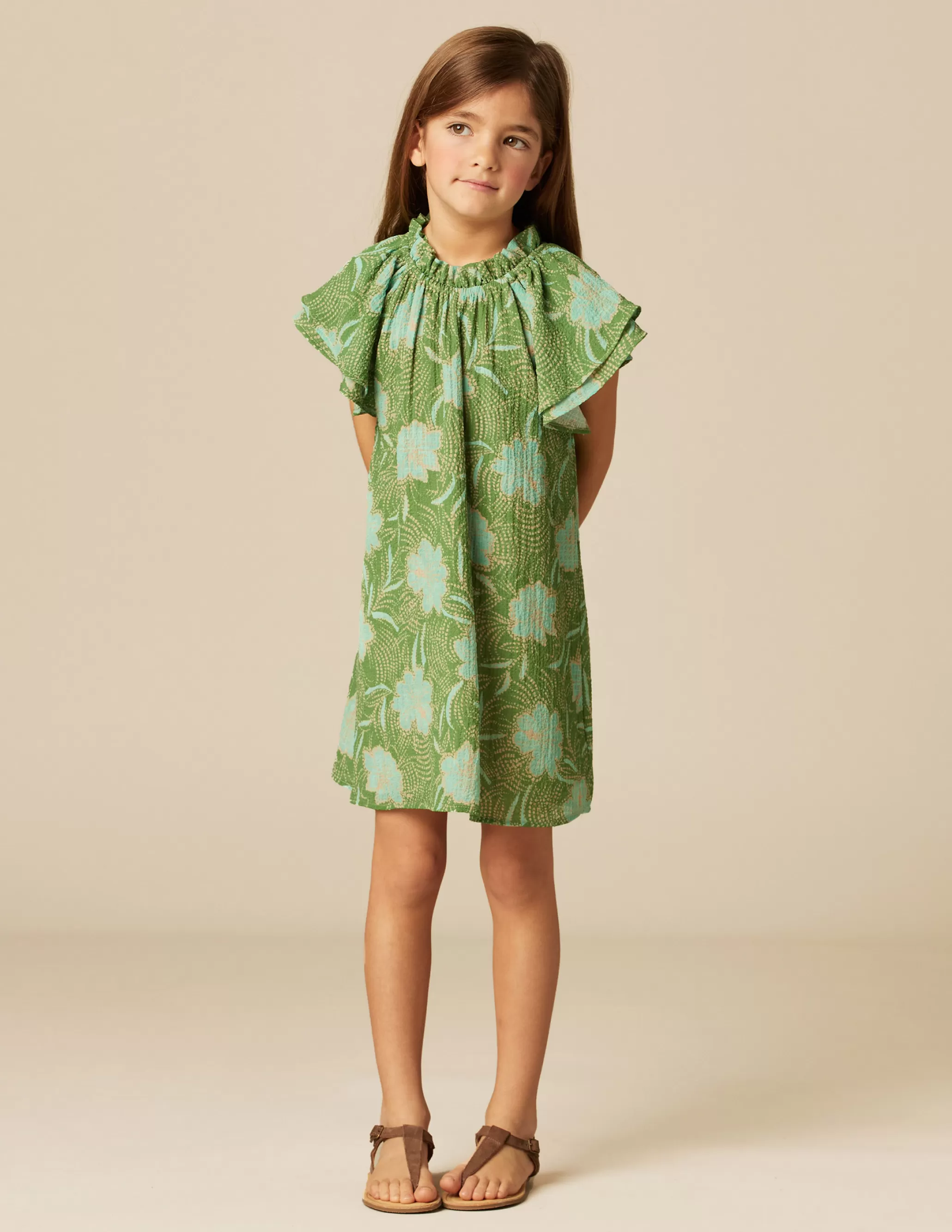 Nicoli GREEN FLORAL PRINT DRESS< Dresses