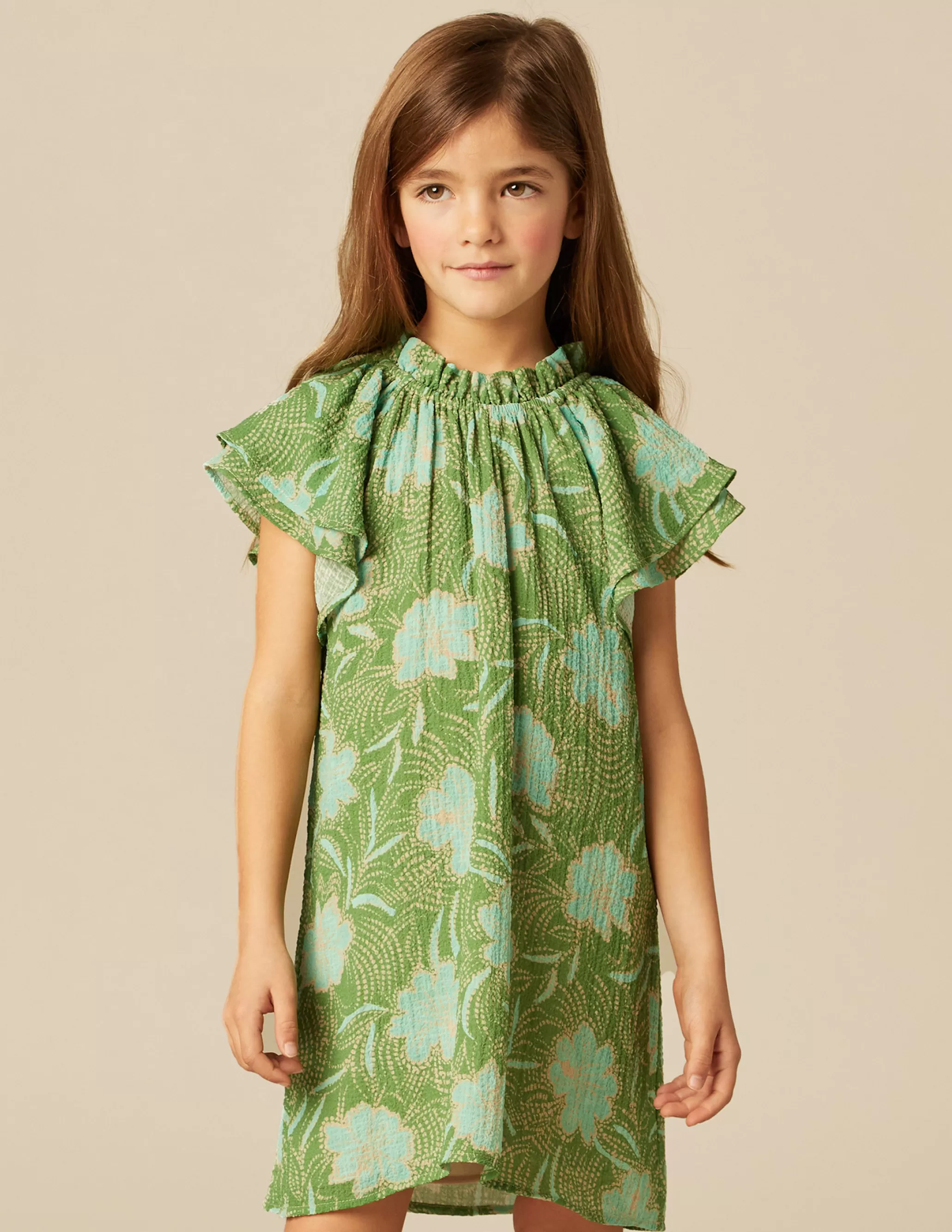 Nicoli GREEN FLORAL PRINT DRESS< Dresses