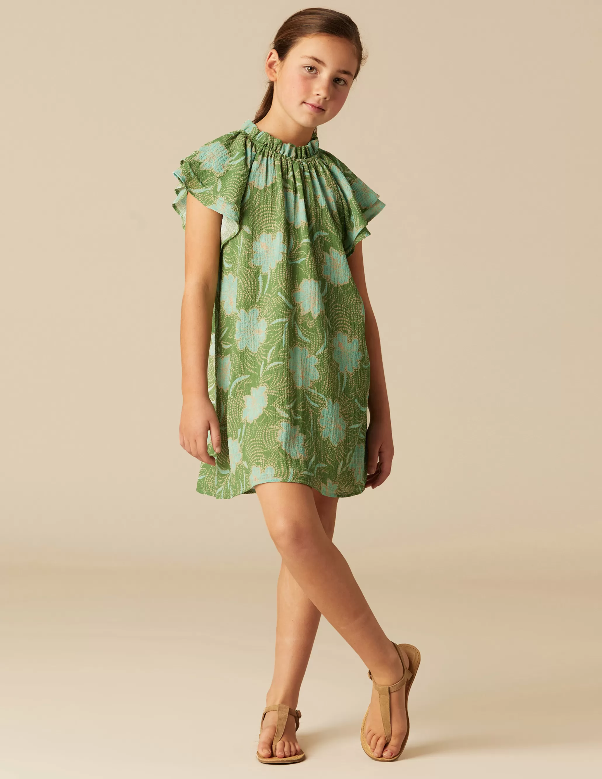 Nicoli GREEN FLORAL PRINT DRESS< Dresses