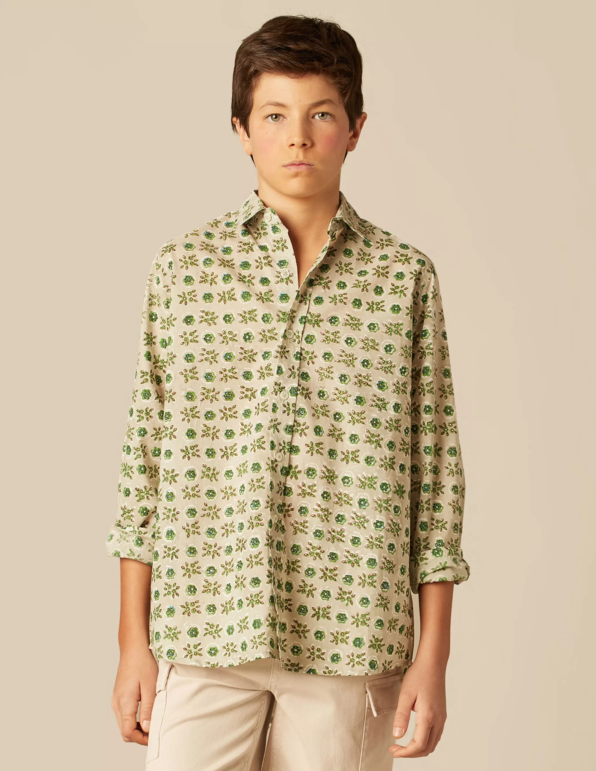 Nicoli GREEN FLORAL SHIRT< Shirts