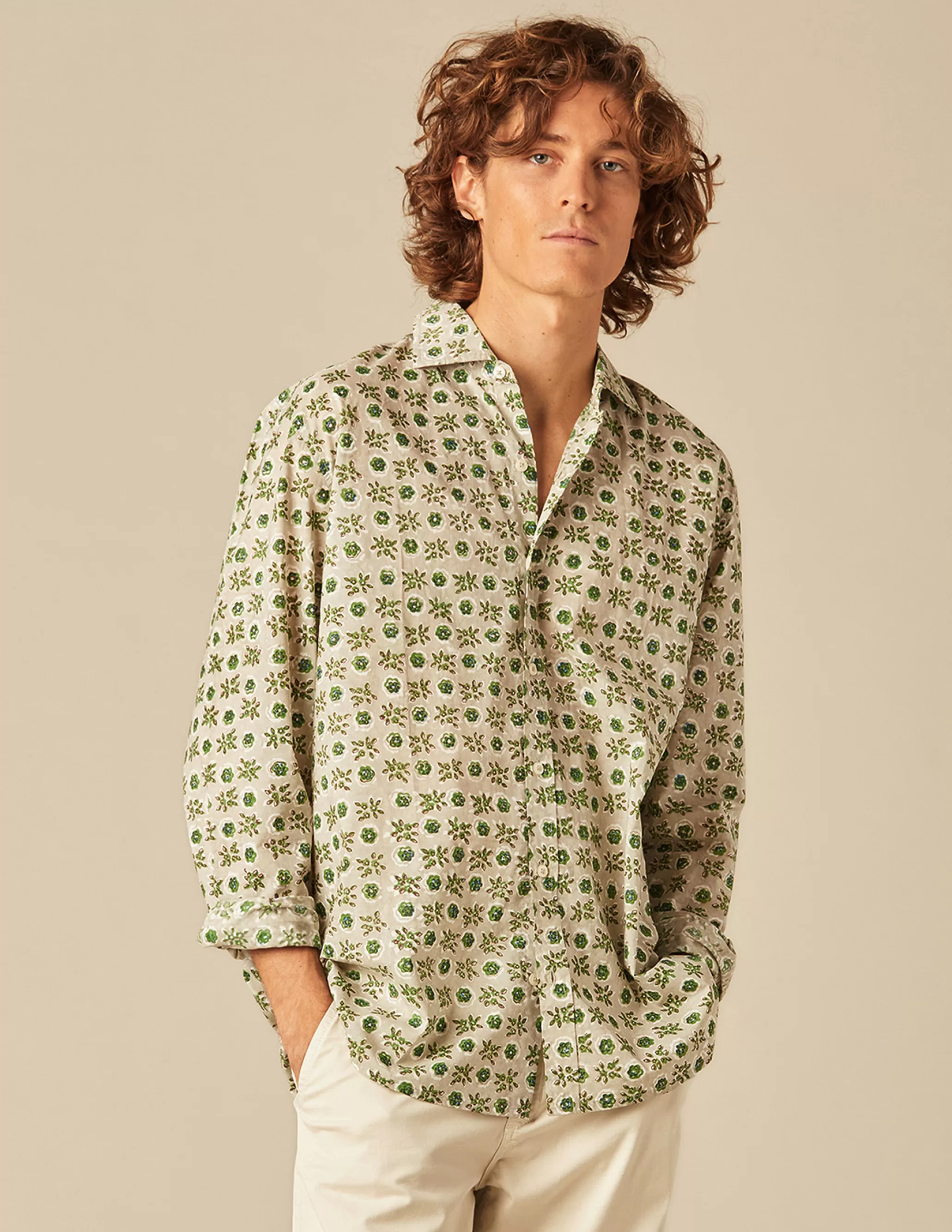 Nicoli GREEN FLORAL SHIRT< Shirts