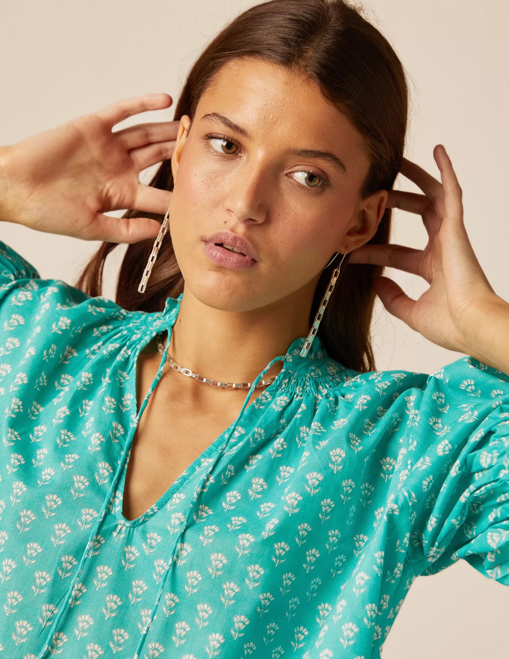 Nicoli GREEN FLORAL SHIRT< Shirts & Blouses