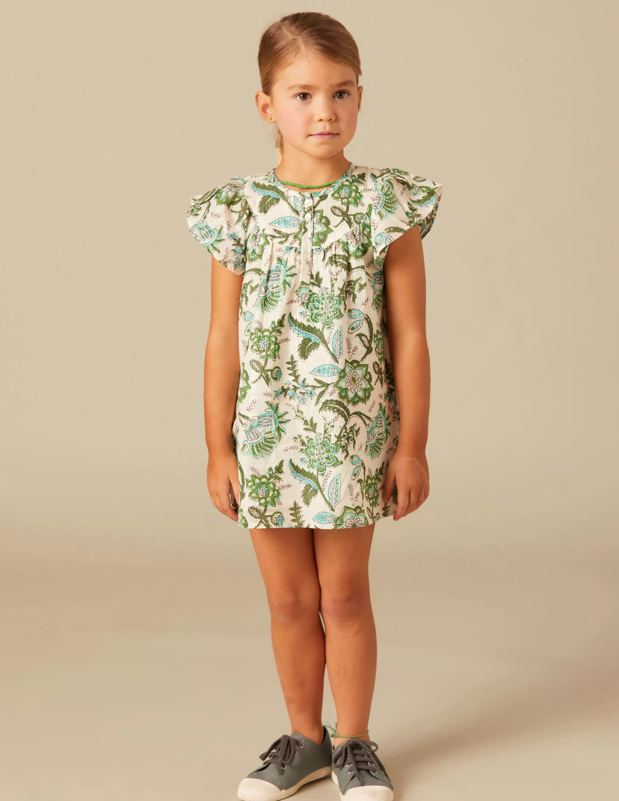 Nicoli GREEN LUREX FLORAL DRESS< Dresses