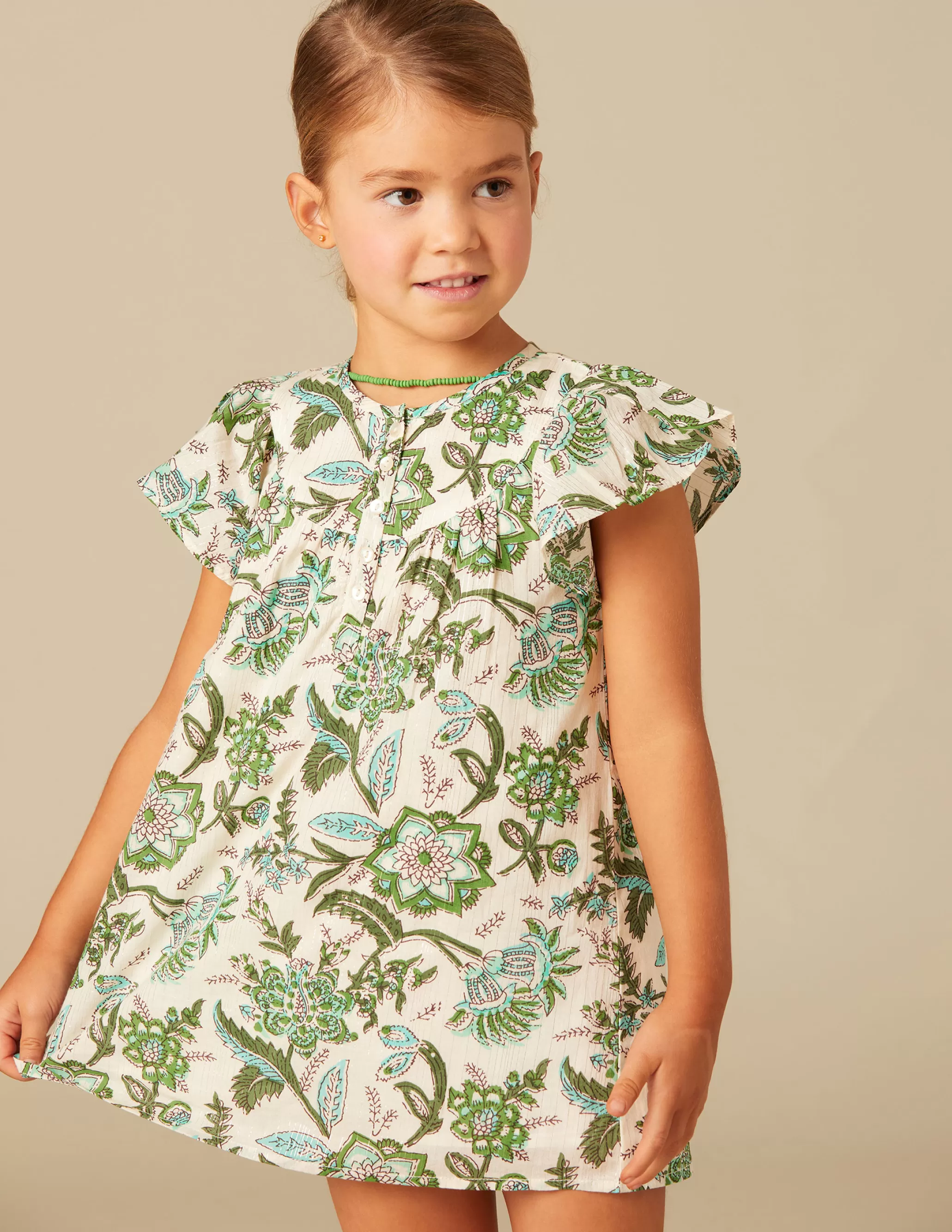 Nicoli GREEN LUREX FLORAL DRESS< Dresses