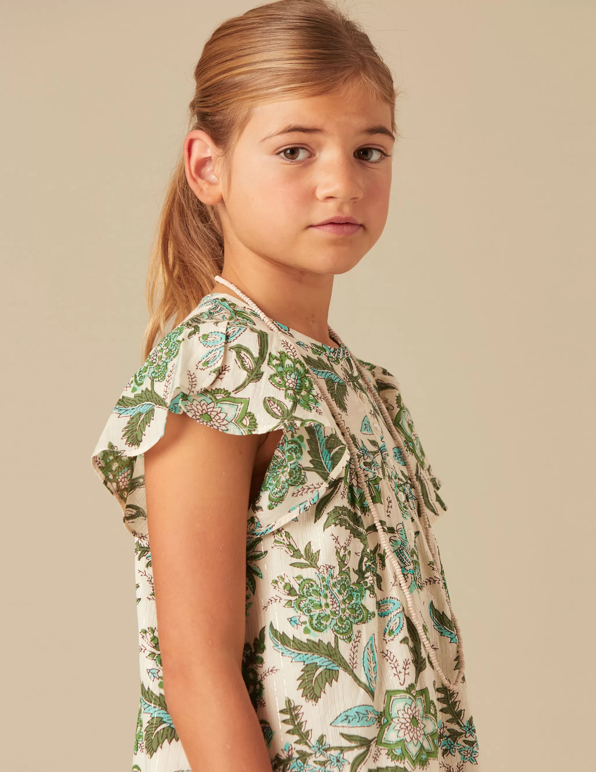 Nicoli GREEN LUREX FLORAL DRESS< Dresses