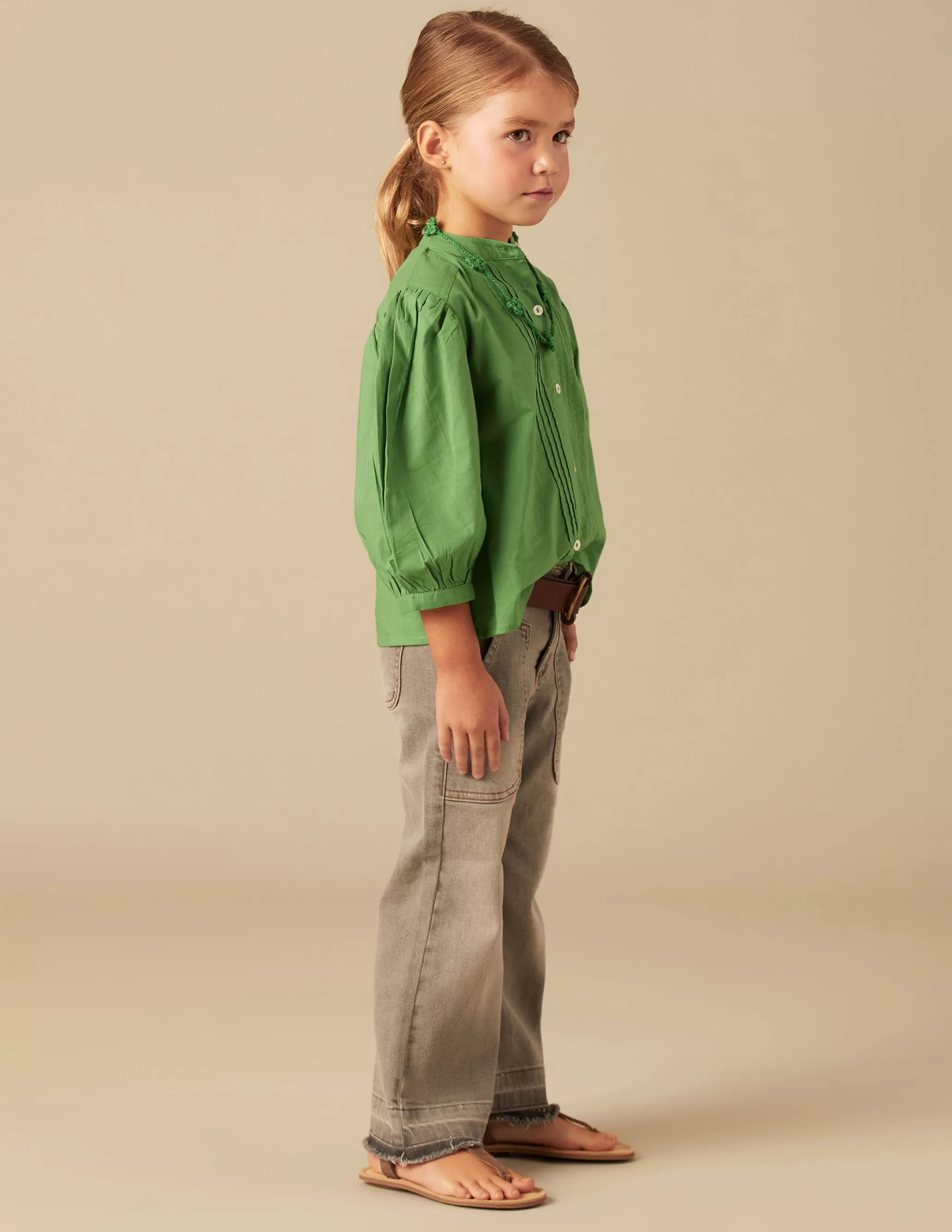 Nicoli GREEN PIN-TUCK SHIRT< Shirts