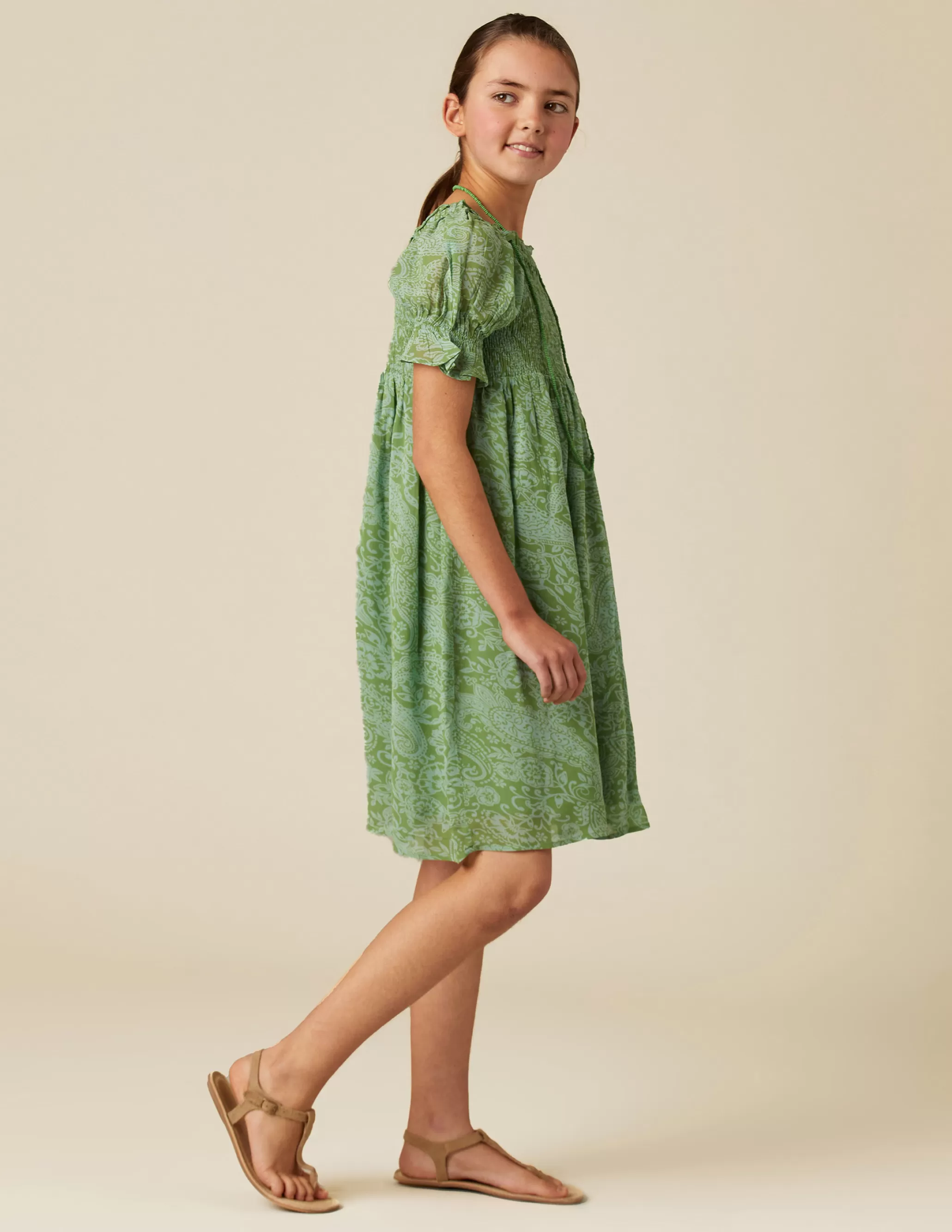 Nicoli GREEN PRINT DRESS< Dresses