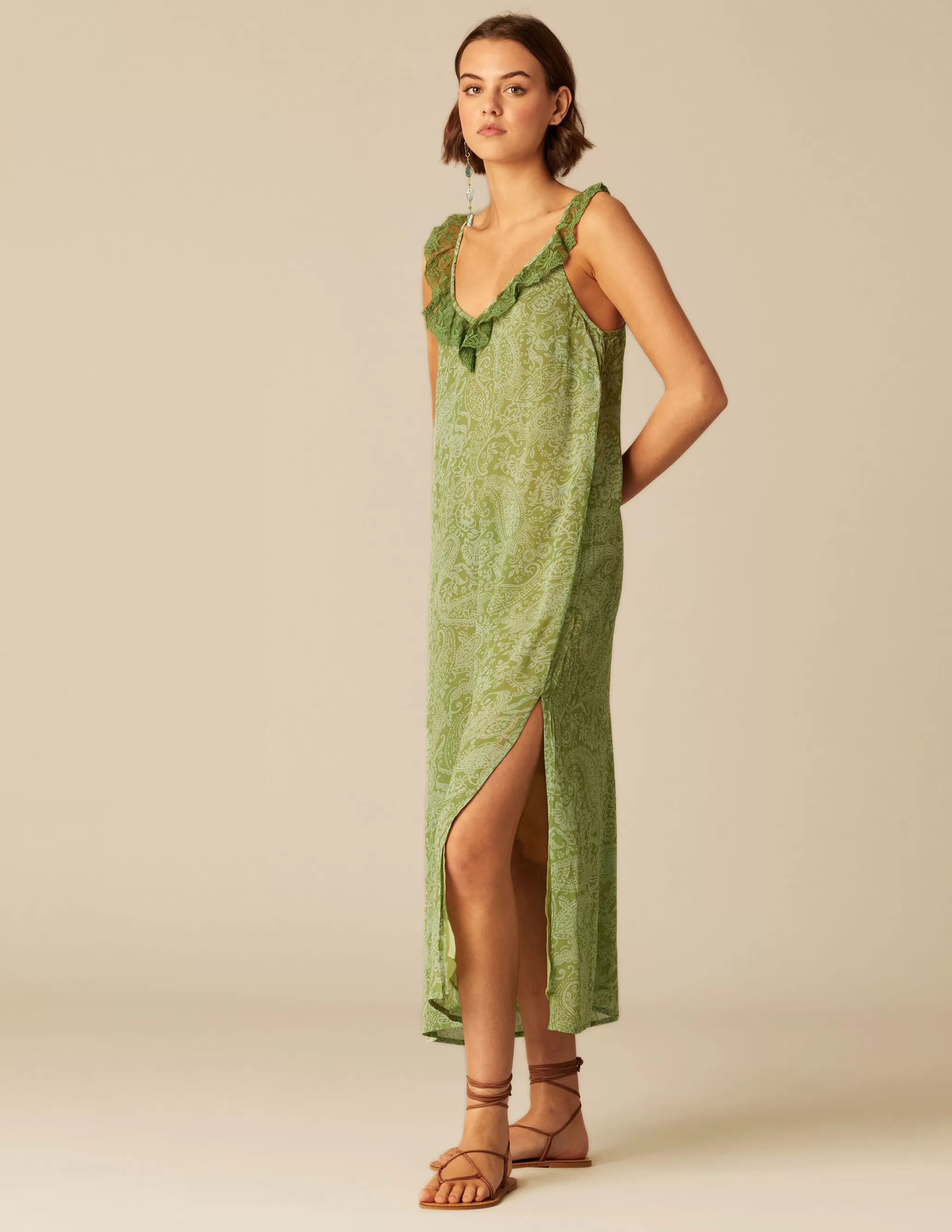 Nicoli GREEN PRINT DRESS< Dresses