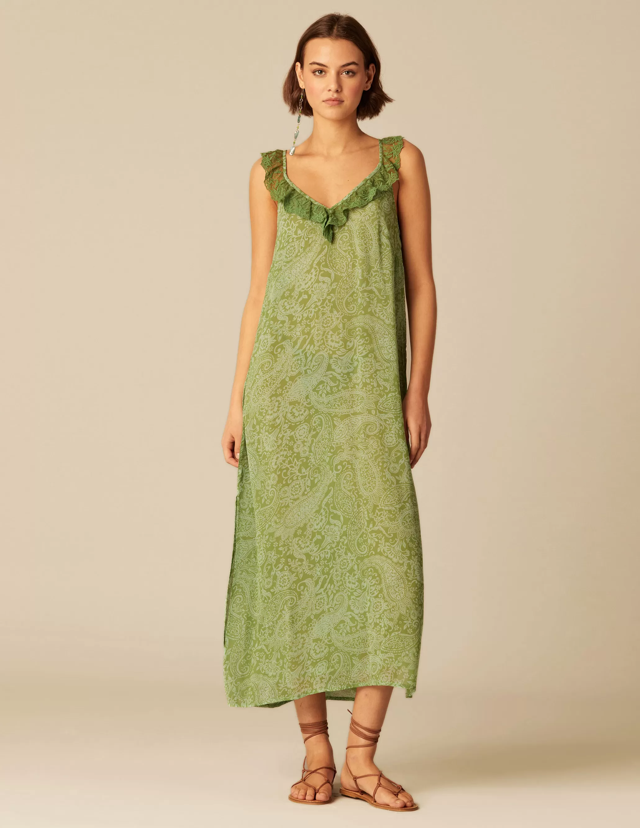 Nicoli GREEN PRINT DRESS< Dresses