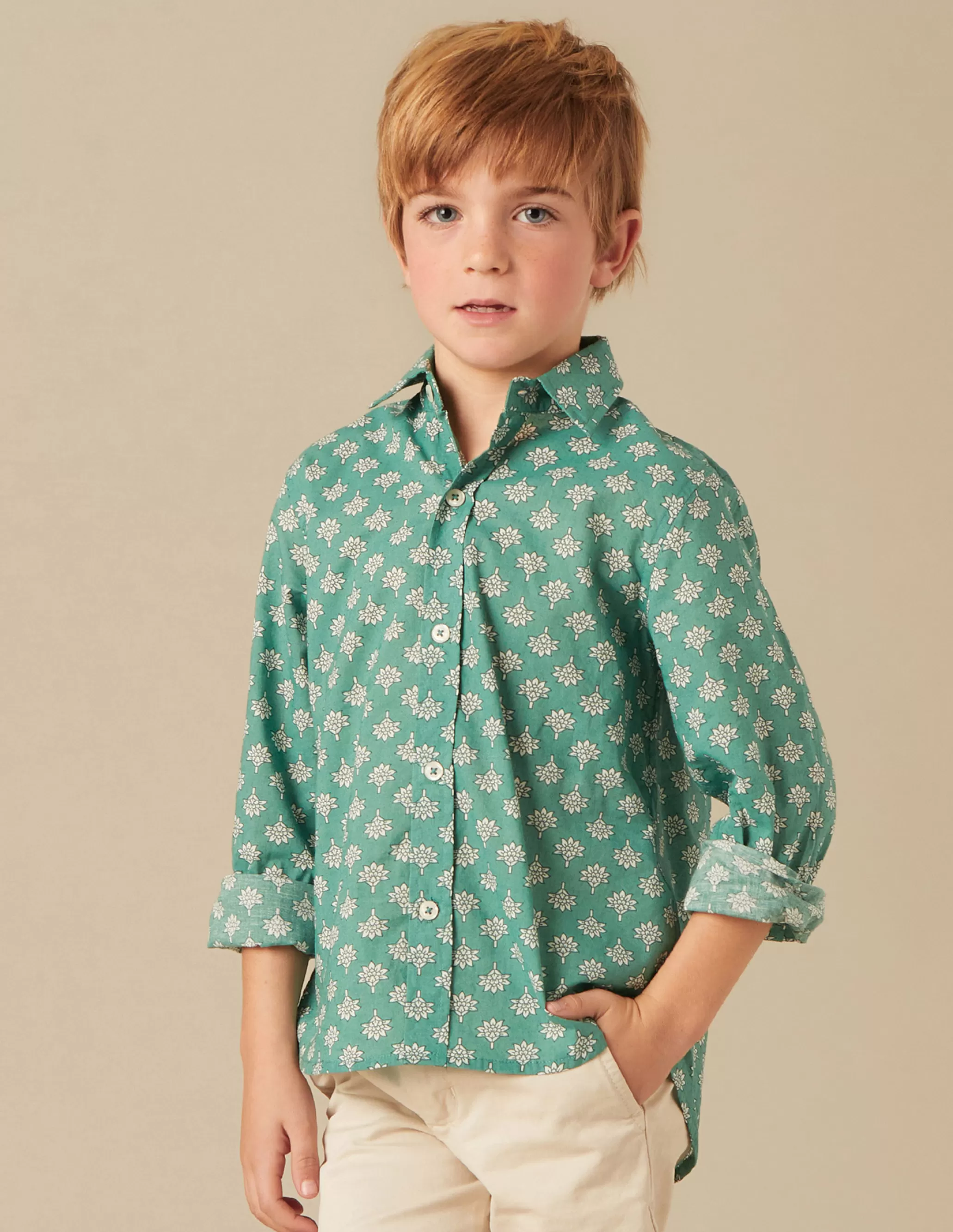 Nicoli GREEN PRINT SHIRT<BOY Shirts