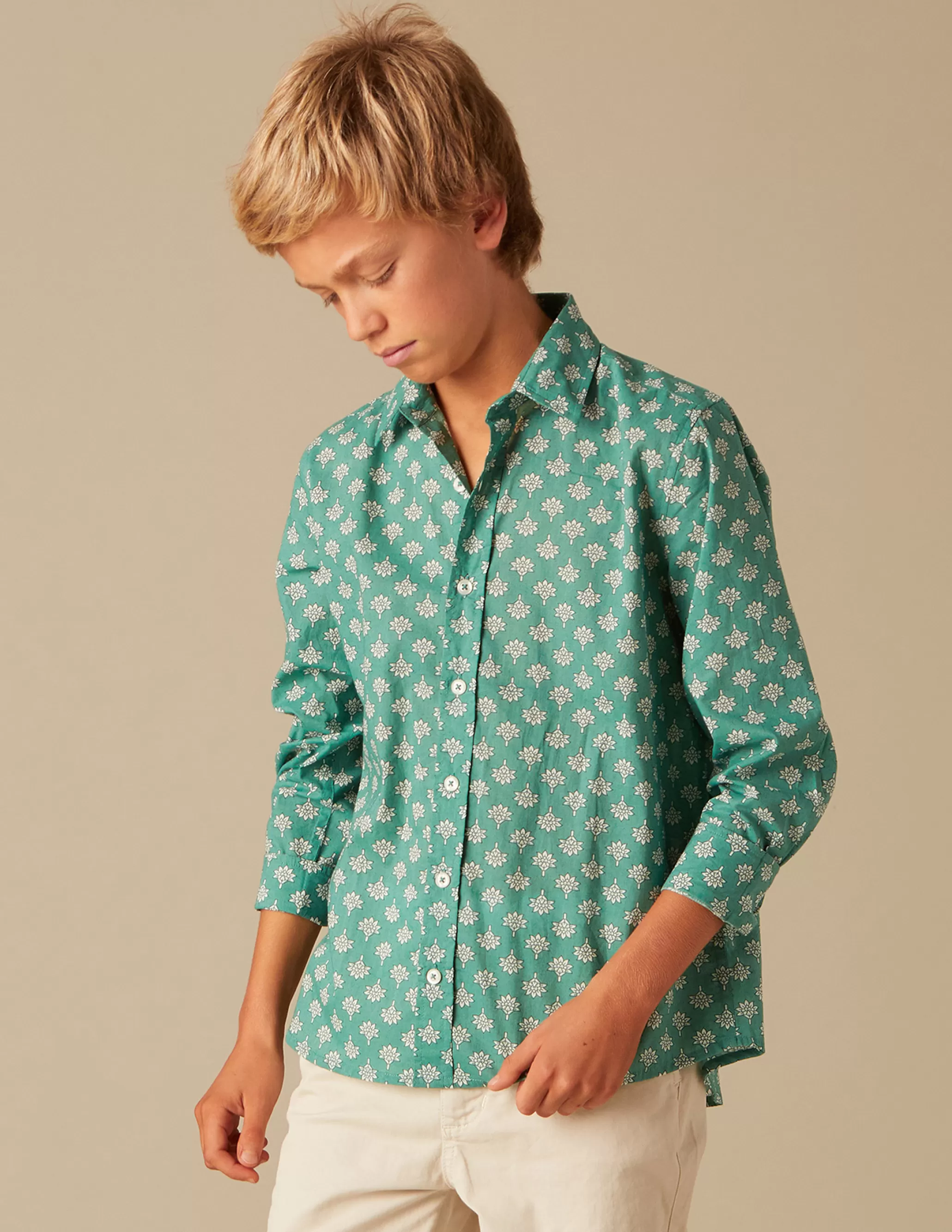 Nicoli GREEN PRINT SHIRT< Shirts