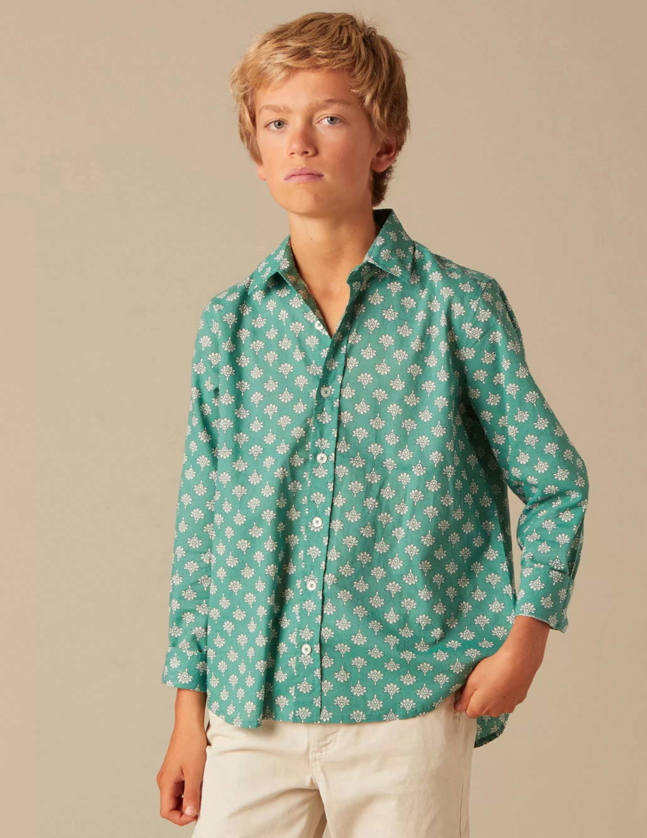 Nicoli GREEN PRINT SHIRT< Shirts