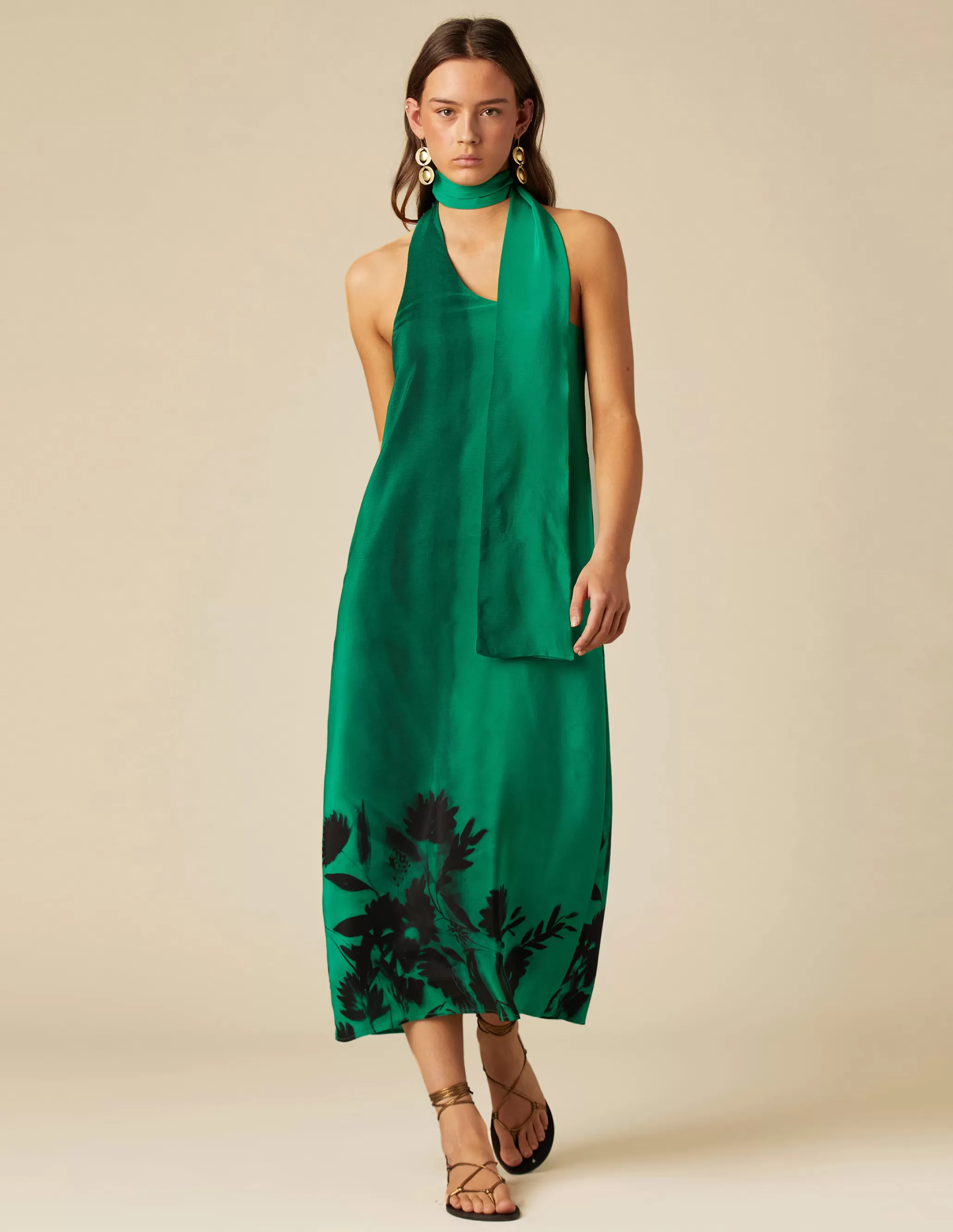 Nicoli GREEN PRINTED SILK DRESS< Dresses