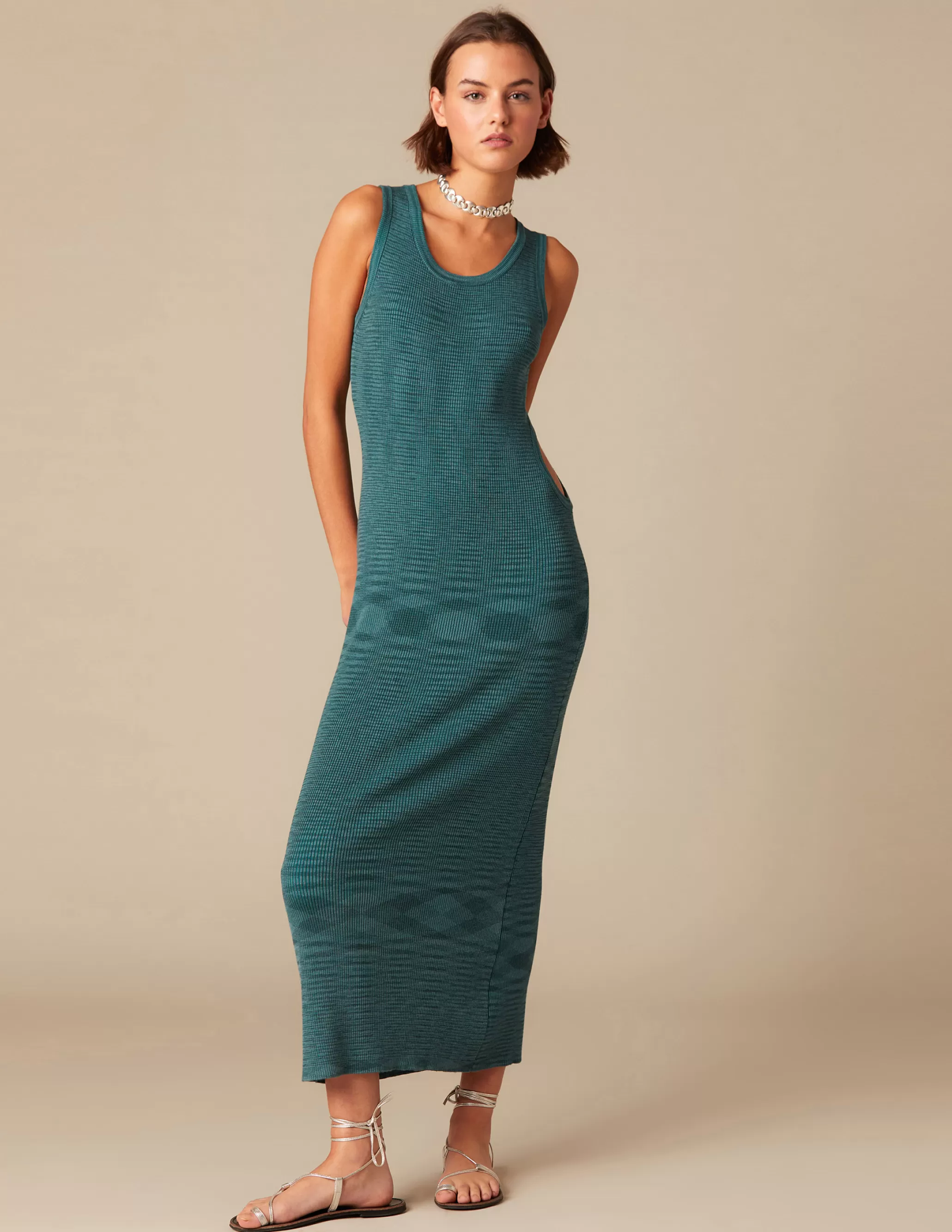 Nicoli GREEN SIDE OPENED DRESS< Dresses