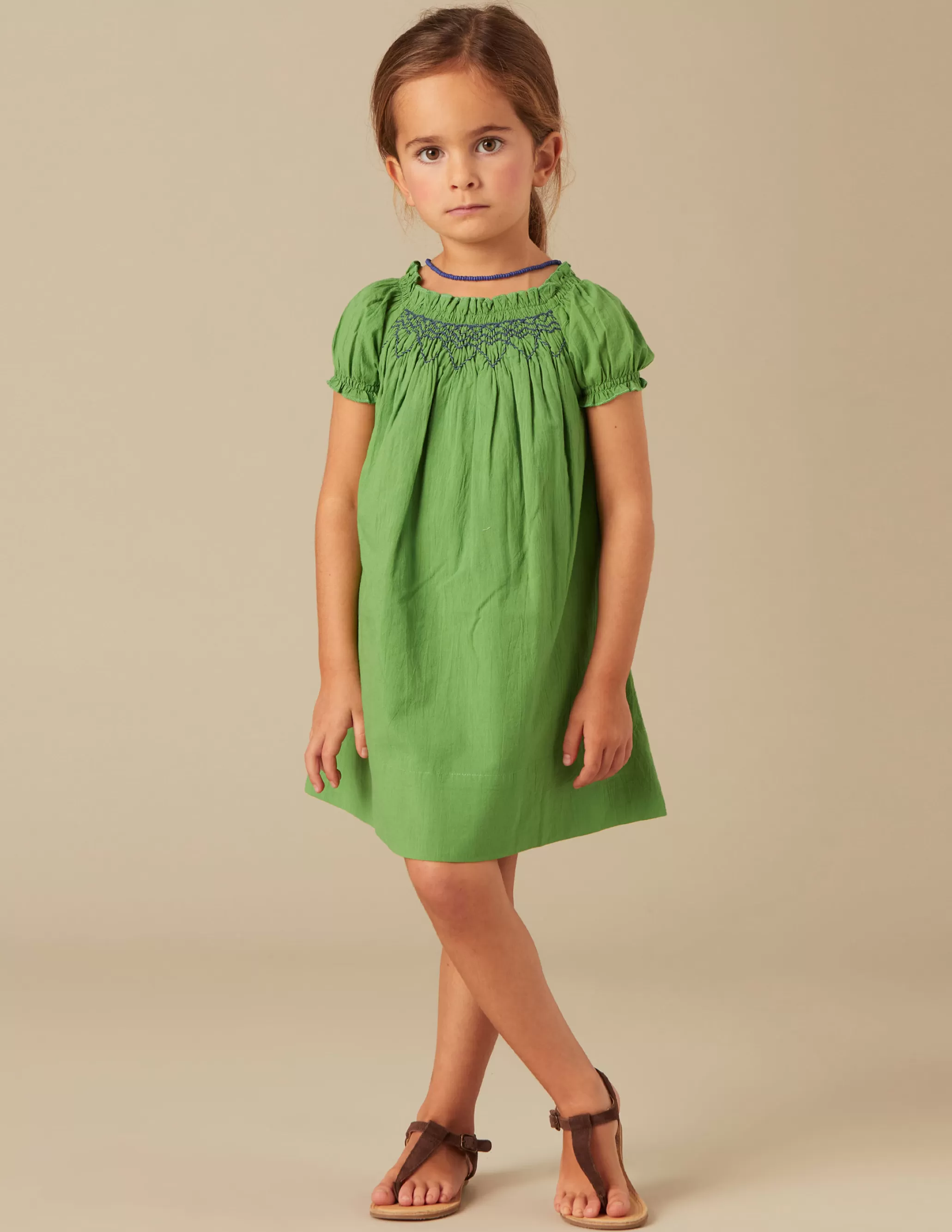 Nicoli GREEN SMOCKED DRESS< Dresses