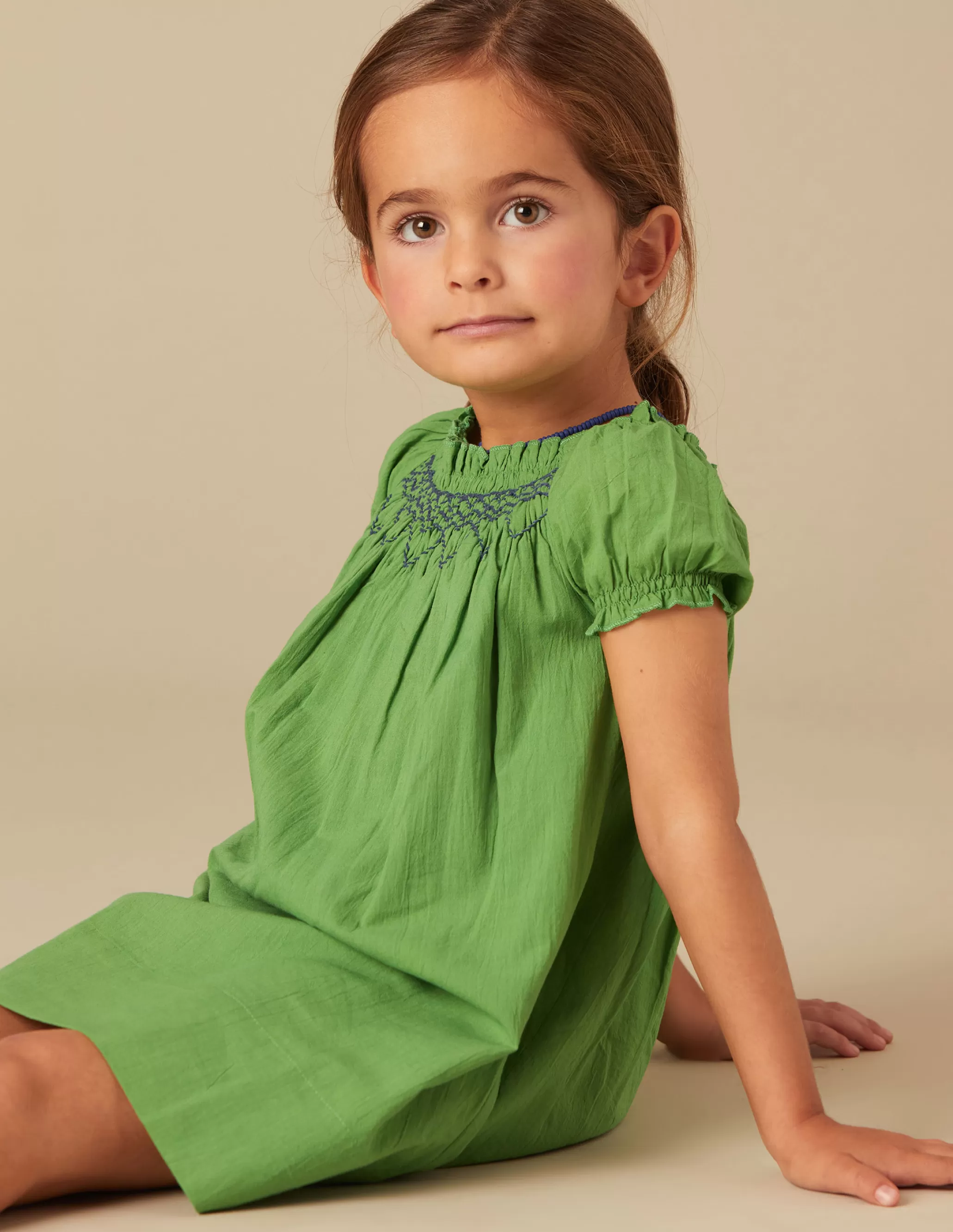 Nicoli GREEN SMOCKED DRESS< Dresses