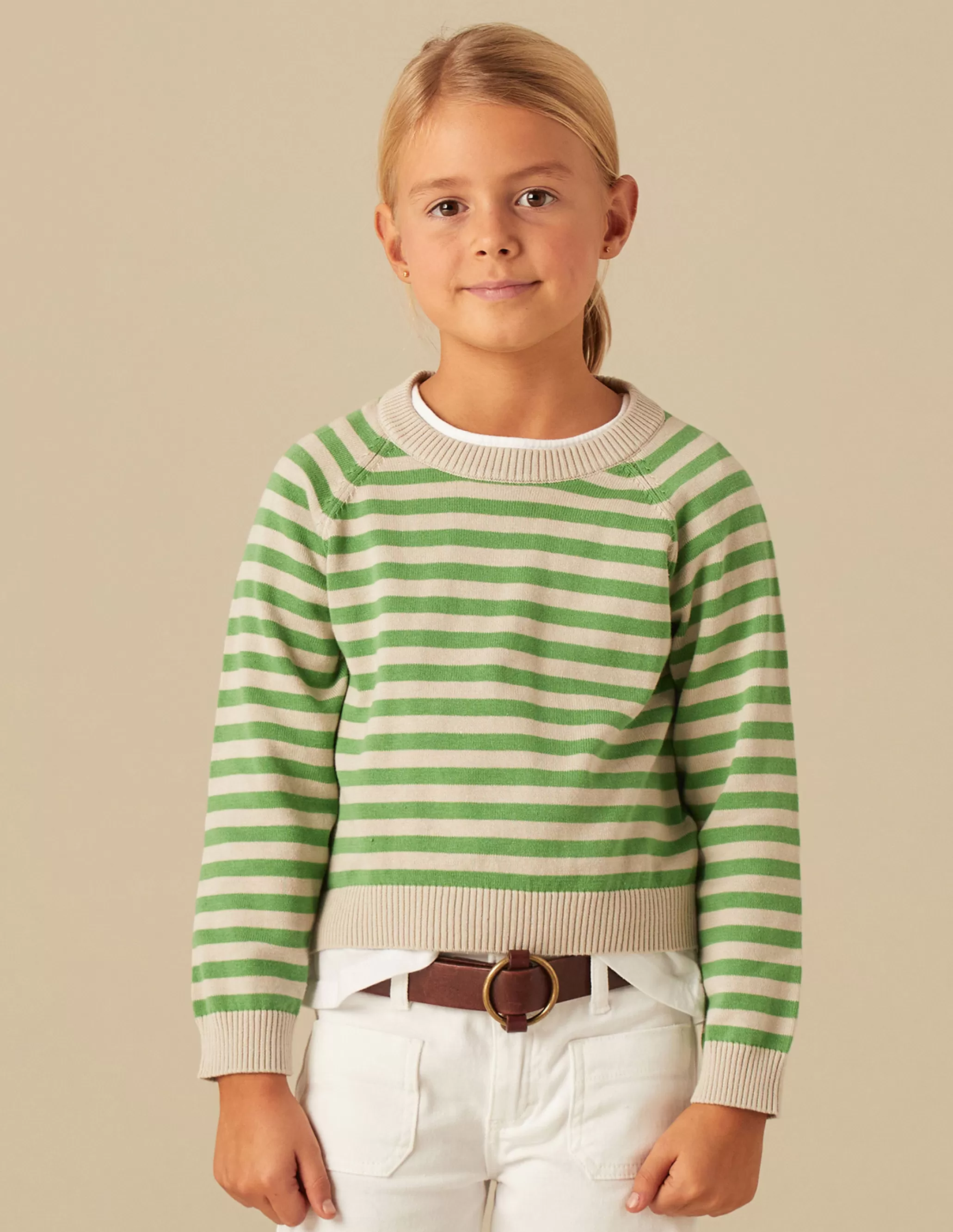 Nicoli GREEN STRIPED JUMPER< Knitwear