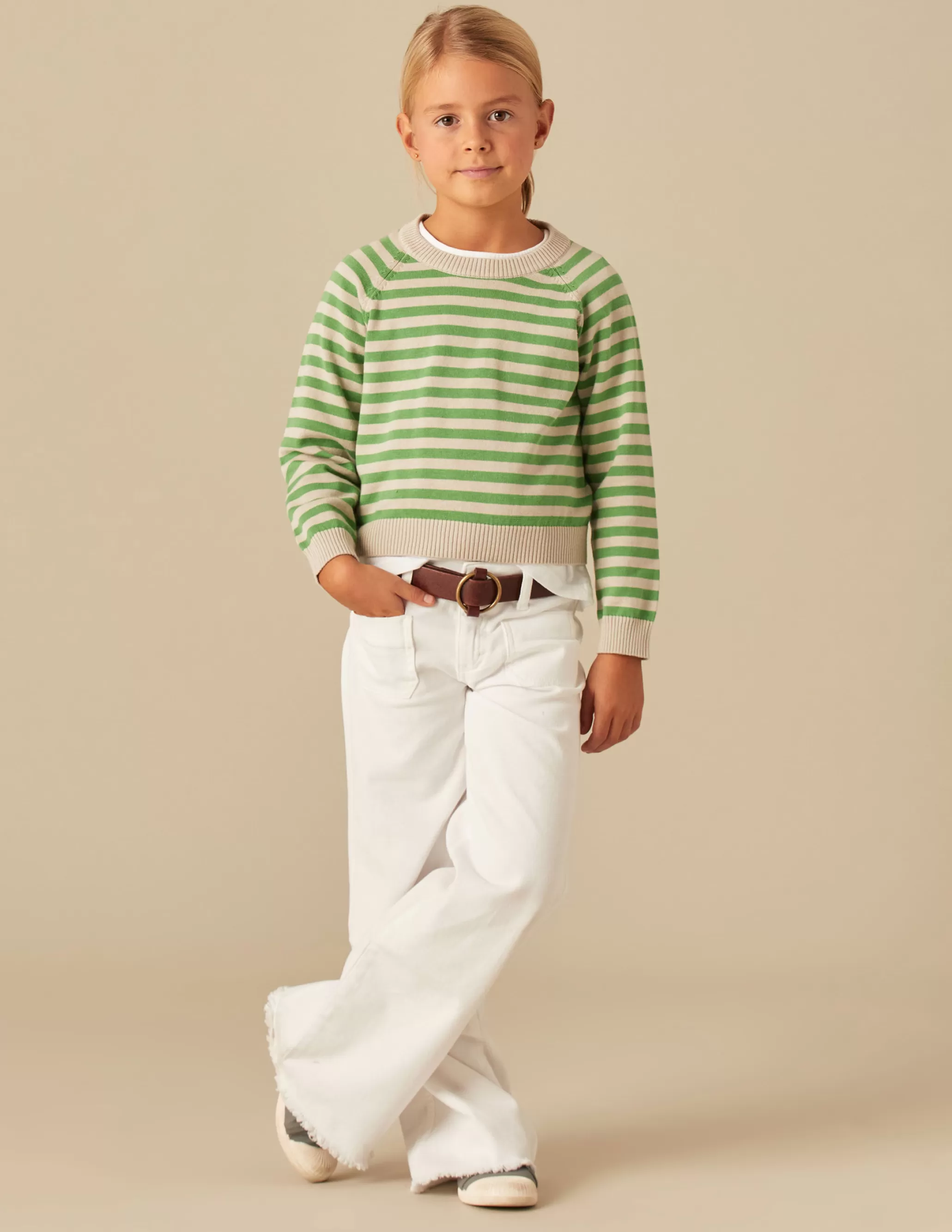 Nicoli GREEN STRIPED JUMPER< Knitwear