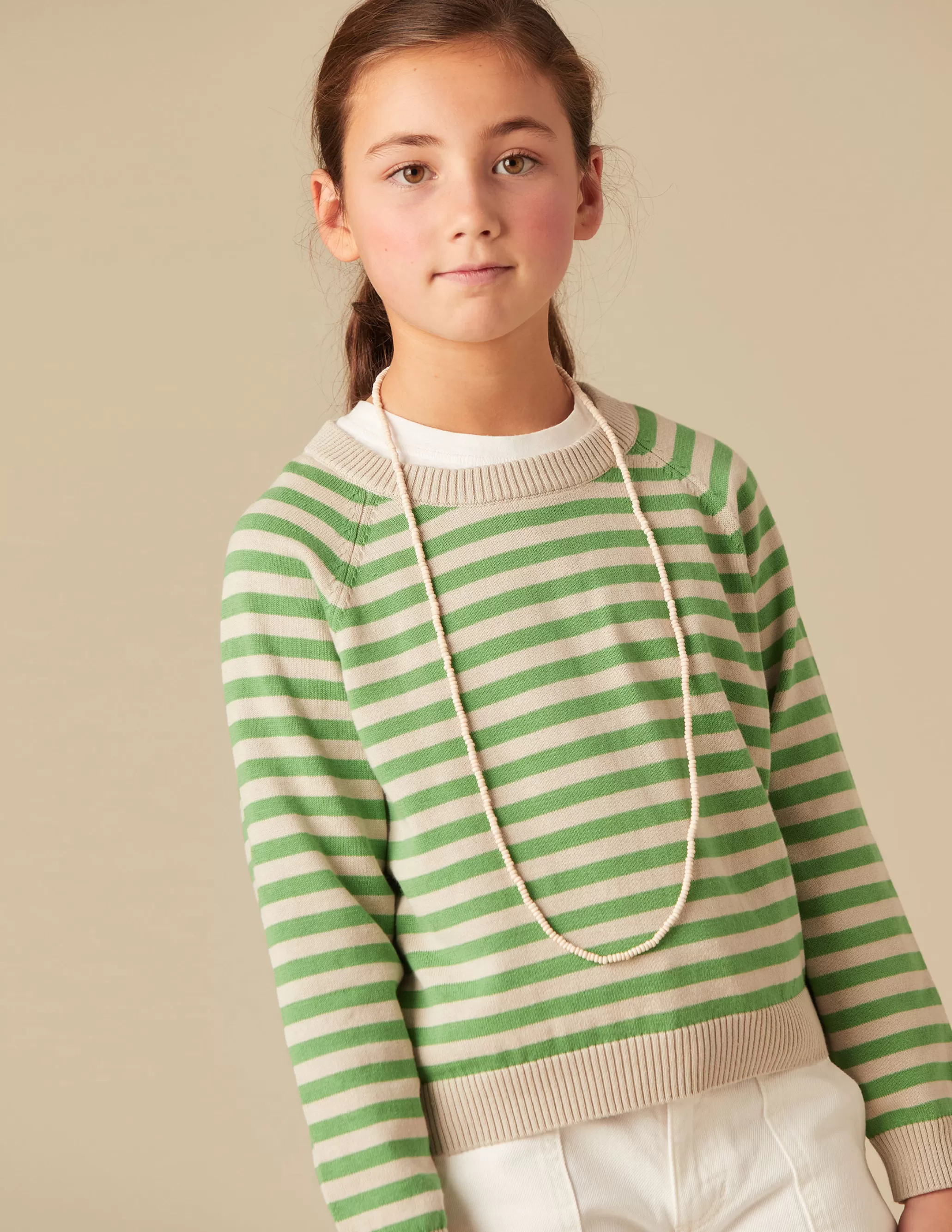 Nicoli GREEN STRIPED JUMPER< Knitwear