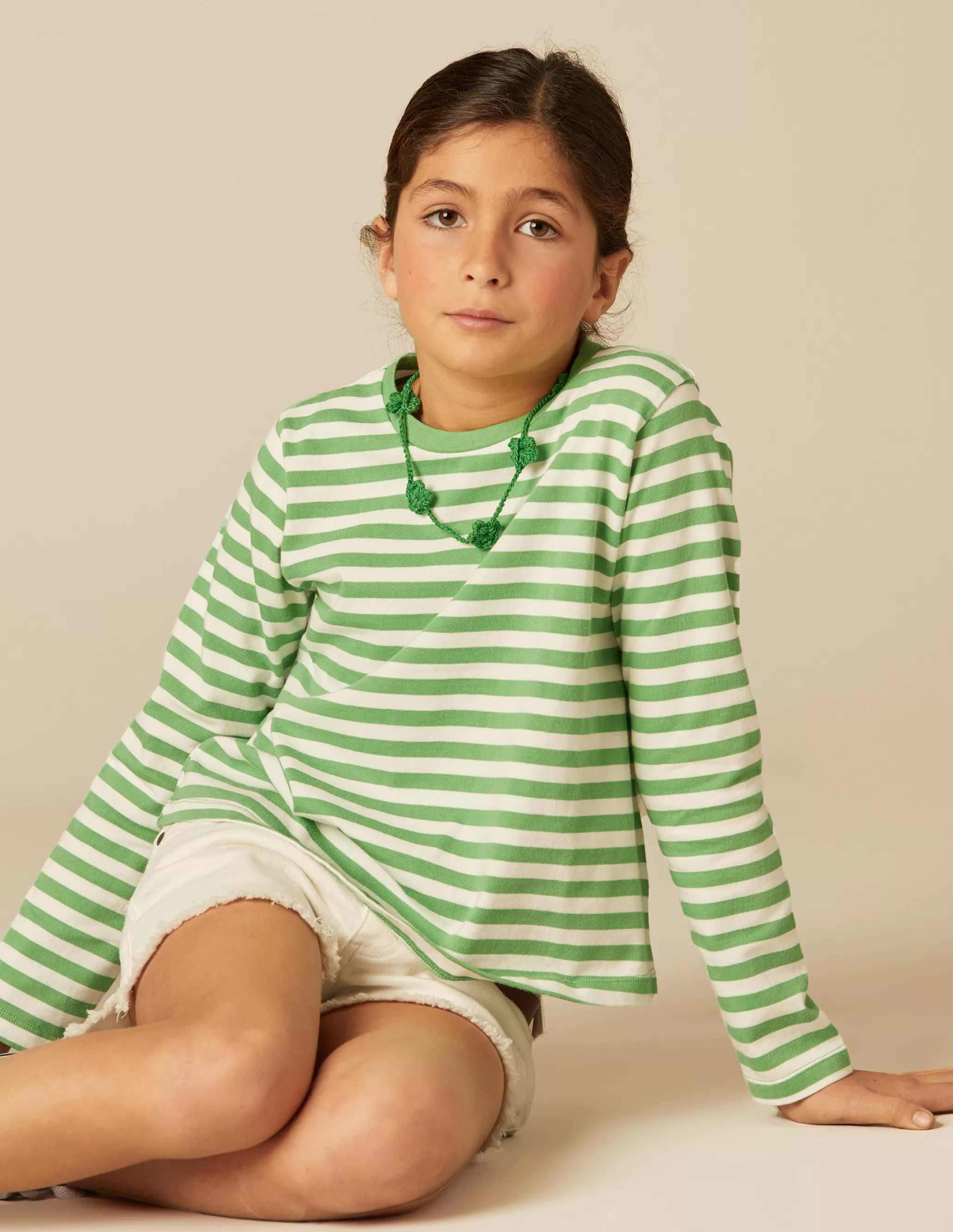 Nicoli GREEN STRIPED LONG-SLEEVED T-SHIRT< T-shirts