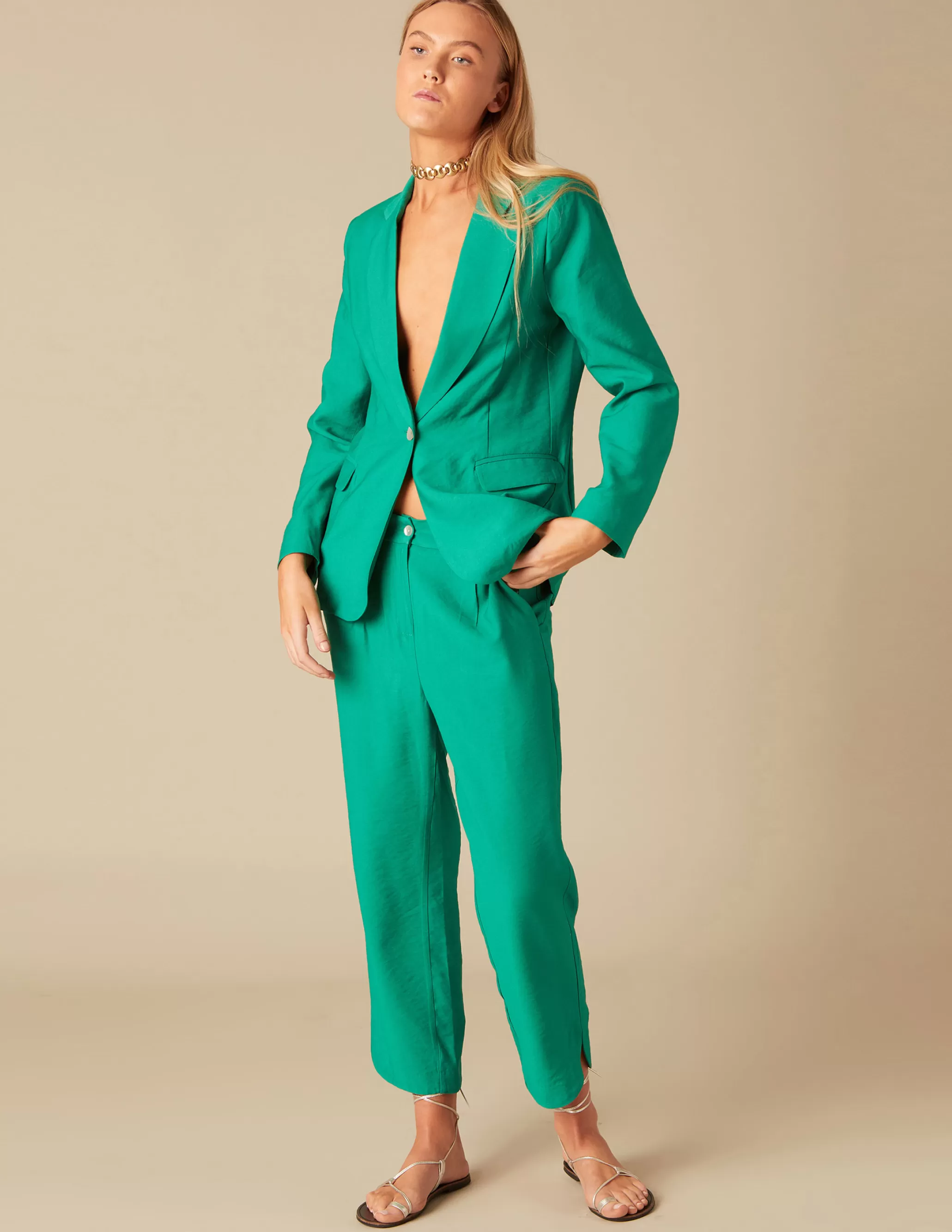 Nicoli GREEN TROUSERS< Trousers