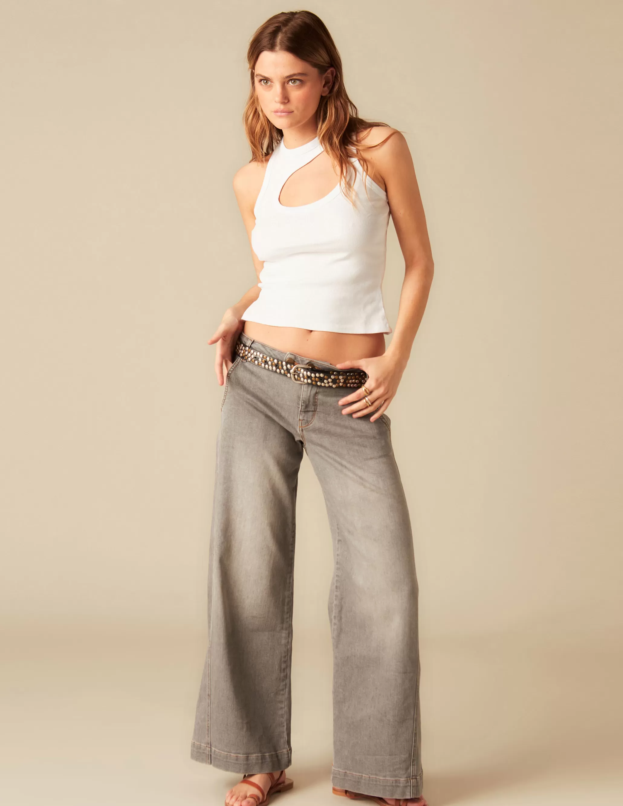 Nicoli GREY LOW WAIST TROUSERS< Trousers | Denim