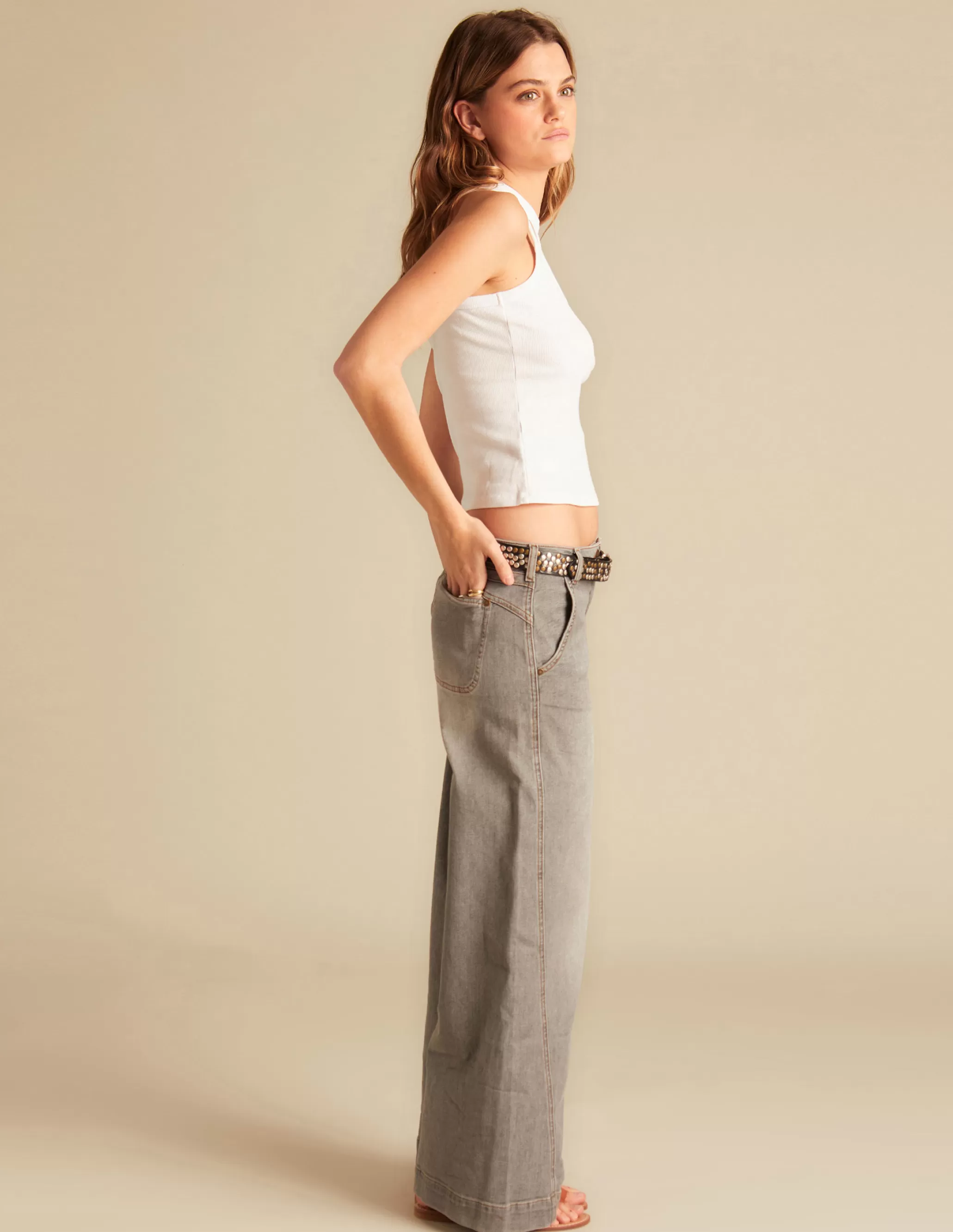 Nicoli GREY LOW WAIST TROUSERS< Trousers | Denim