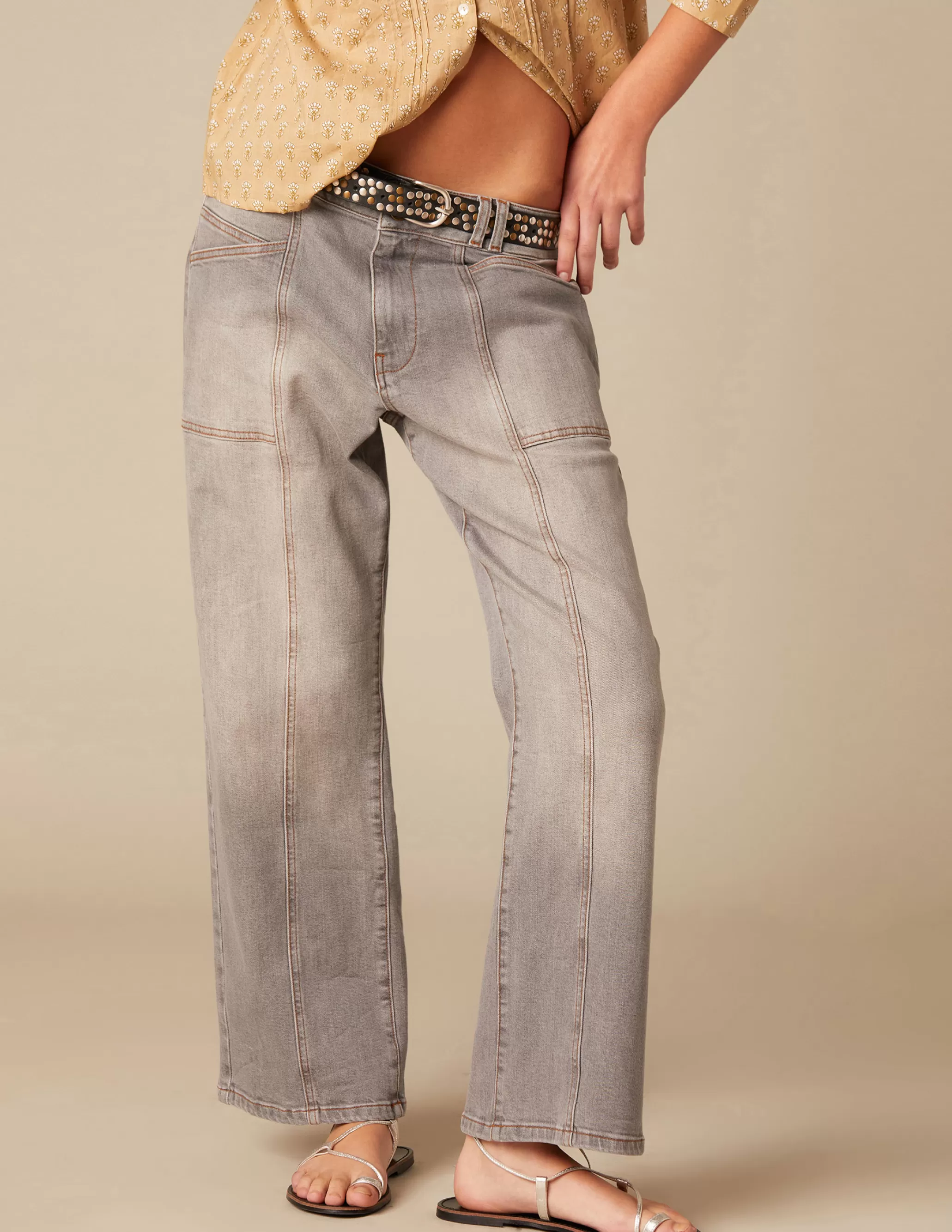 Nicoli GREY STITCHED JEANS< Trousers | Denim