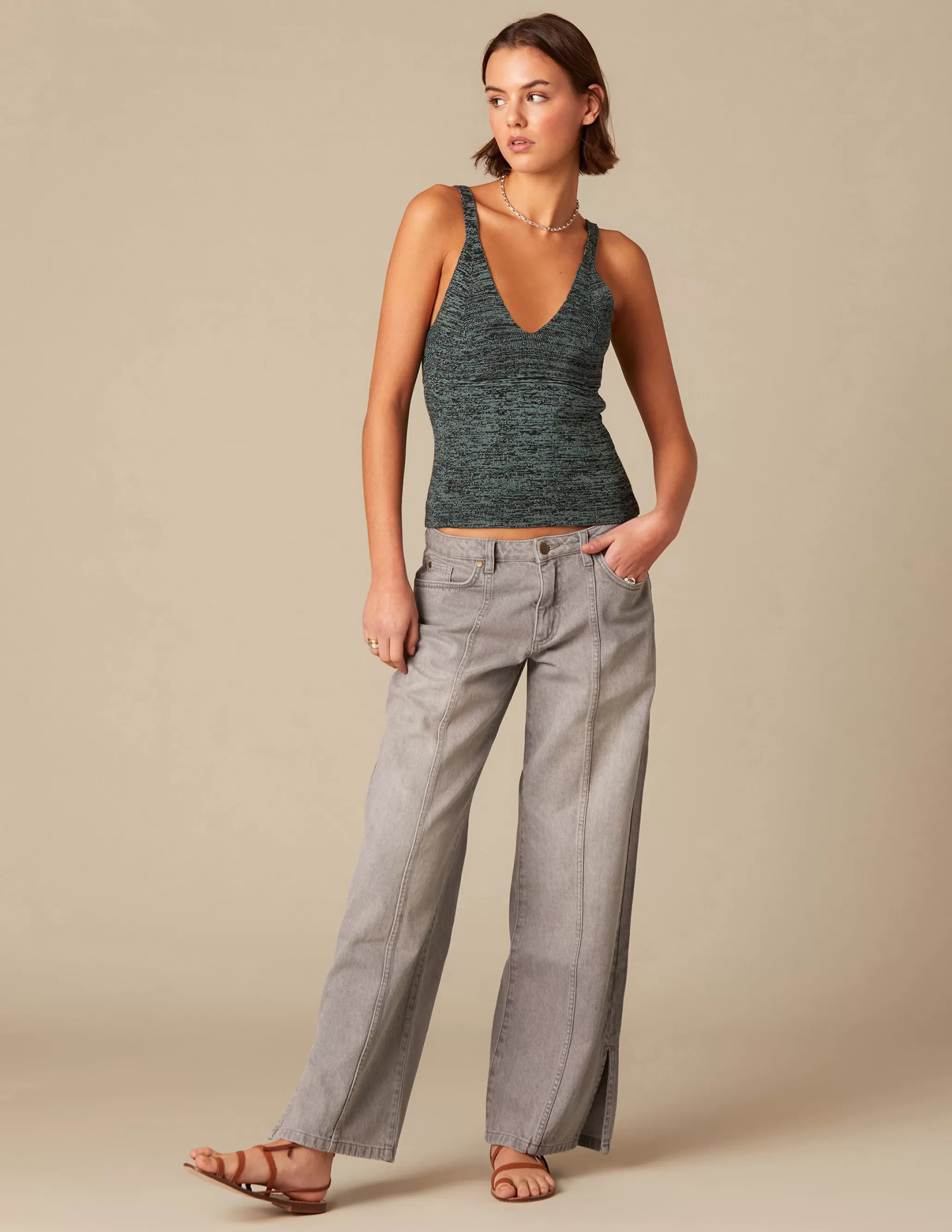 Nicoli GREY STRAIGHT-FIT TROUSERS< Trousers | Denim