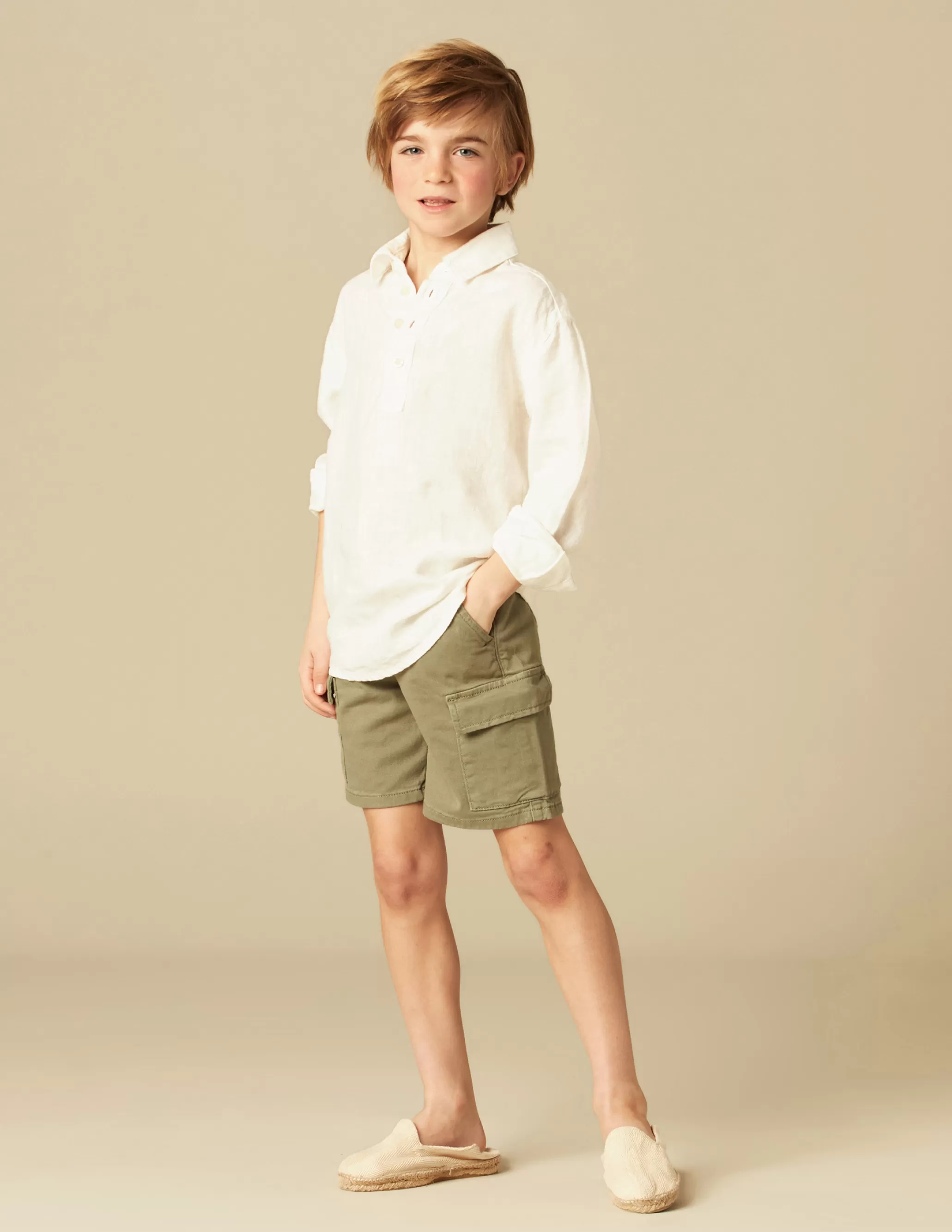 Nicoli KHAKI CARGO BERMUDA SHORTS<BOY Trousers