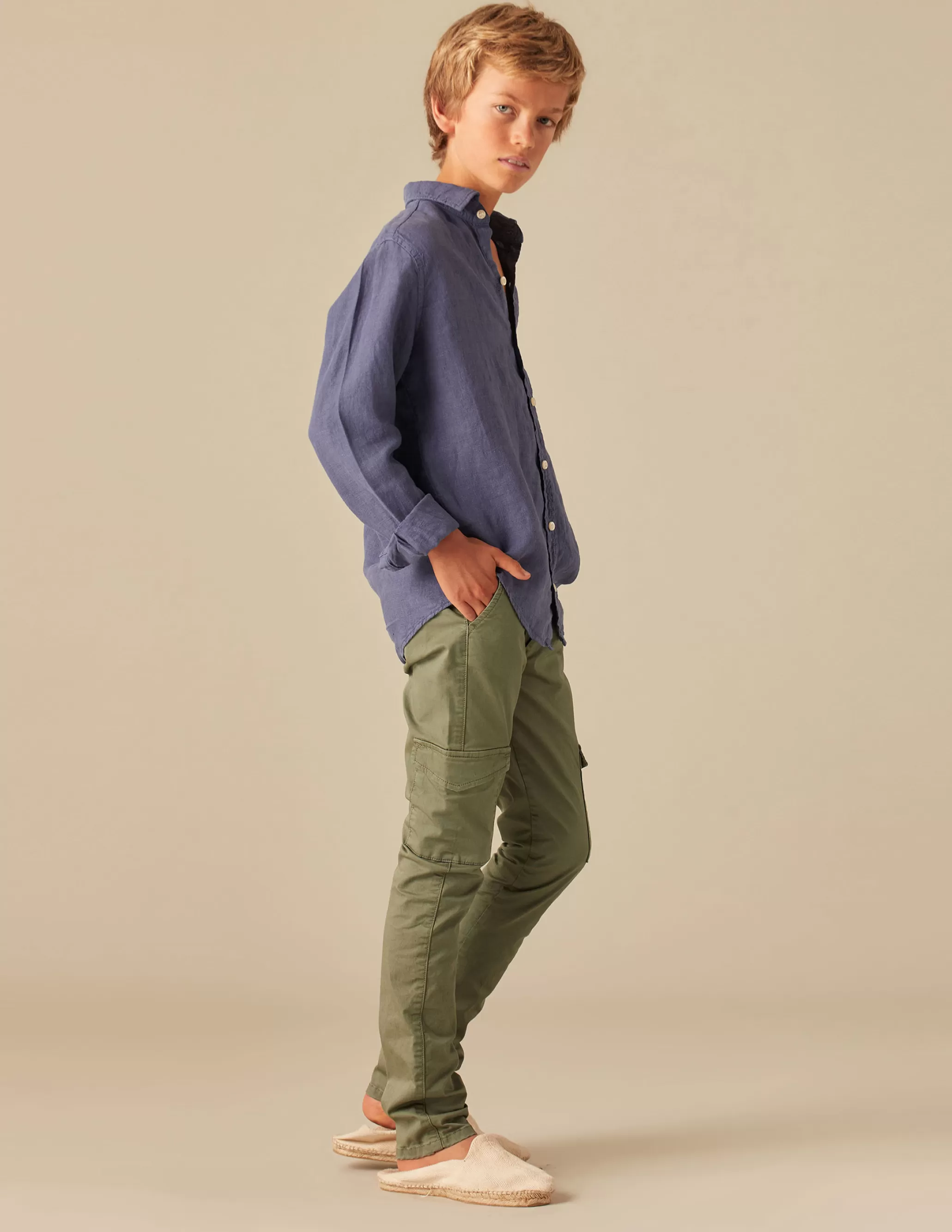 Nicoli KHAKI CARGO TROUSERS< Trousers