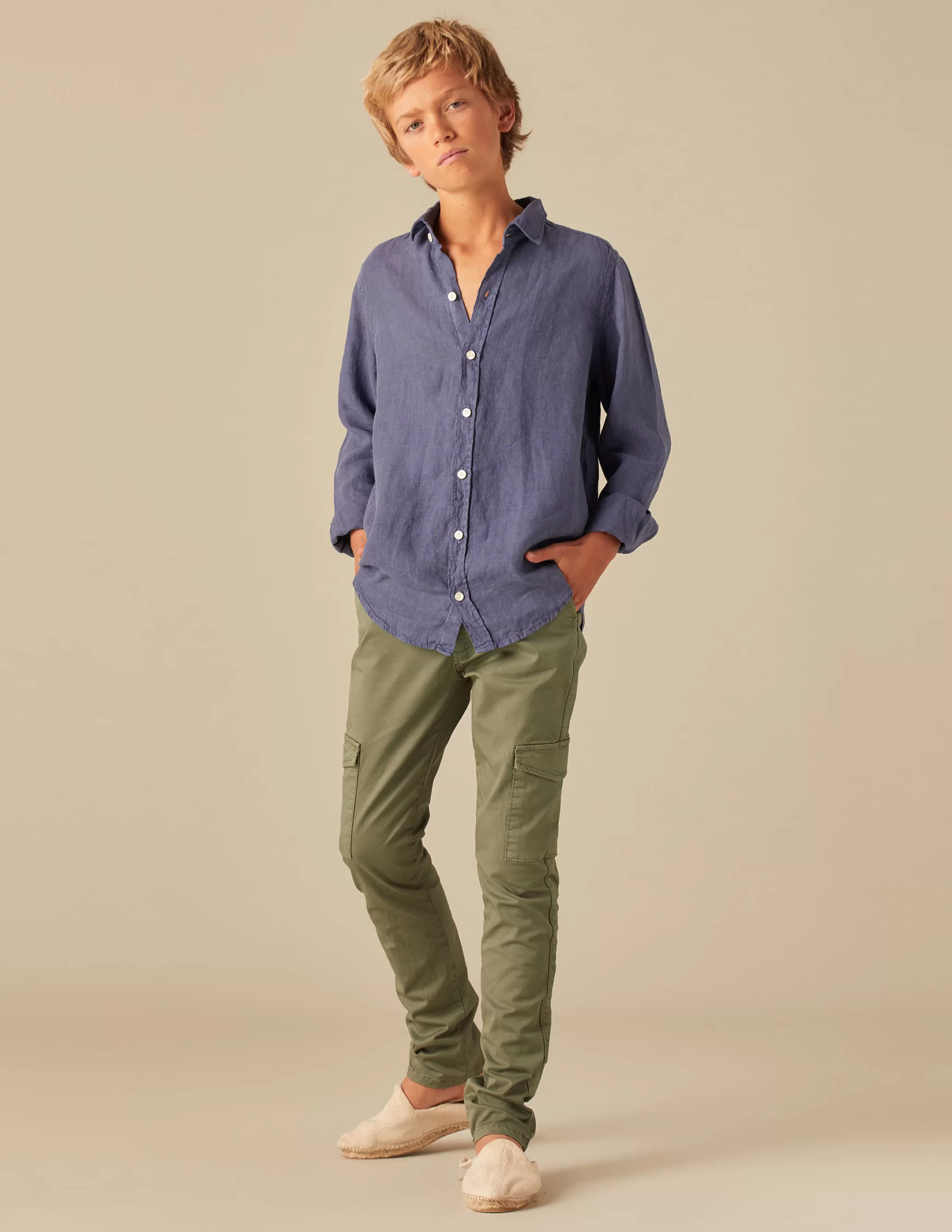 Nicoli KHAKI CARGO TROUSERS< Trousers