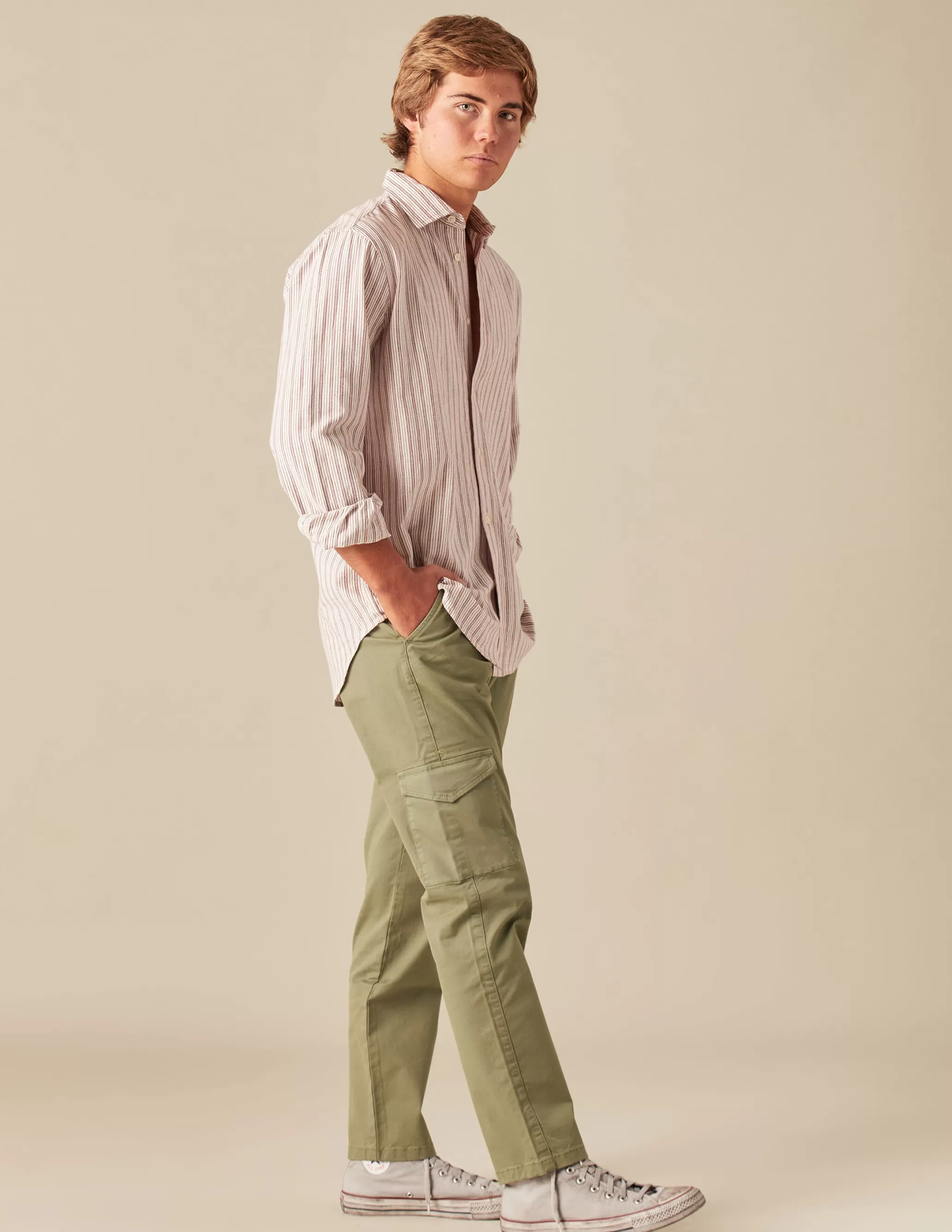 Nicoli KHAKI CARGO TROUSERS< Trousers