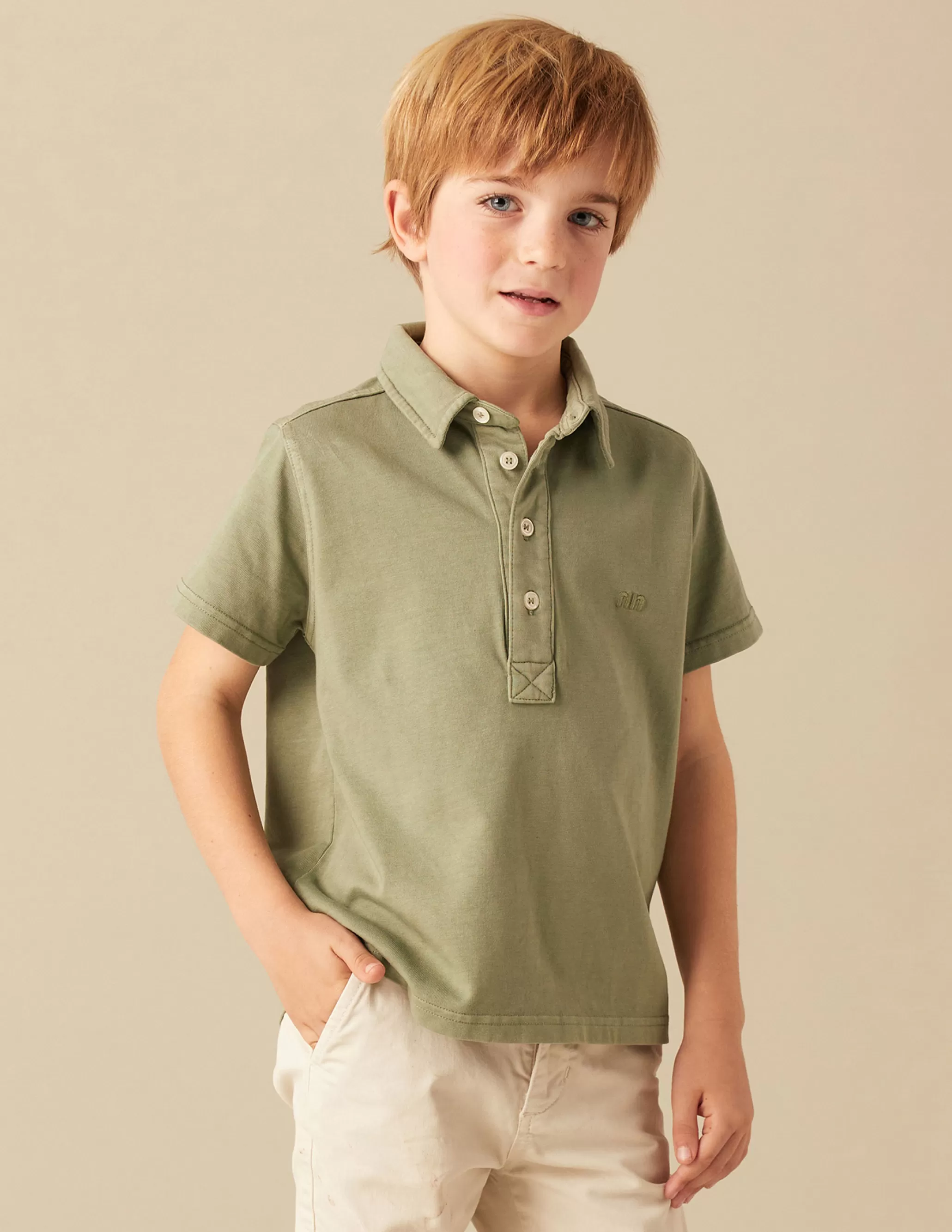 Nicoli KHAKI POLO SHIRT<BOY Polos