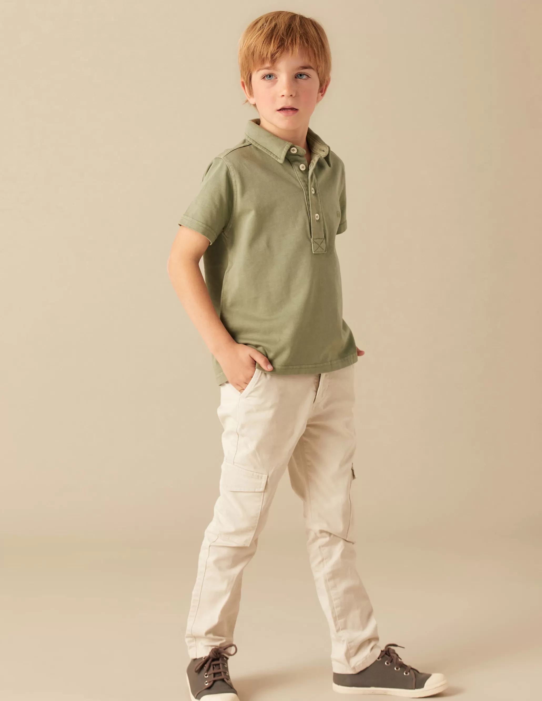 Nicoli KHAKI POLO SHIRT<BOY Polos