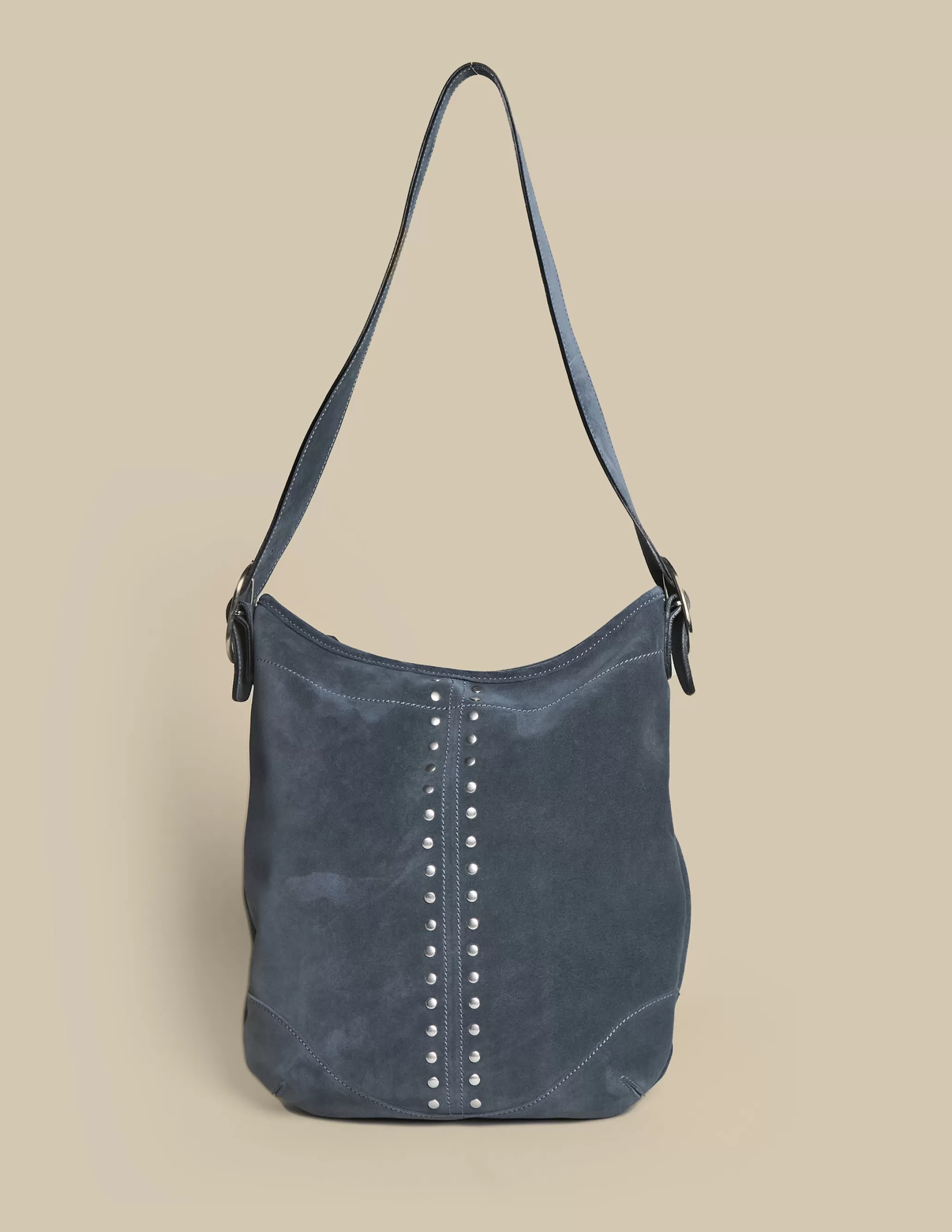 Nicoli LARGE BLUE STUDDED SUEDE BAG< Bags