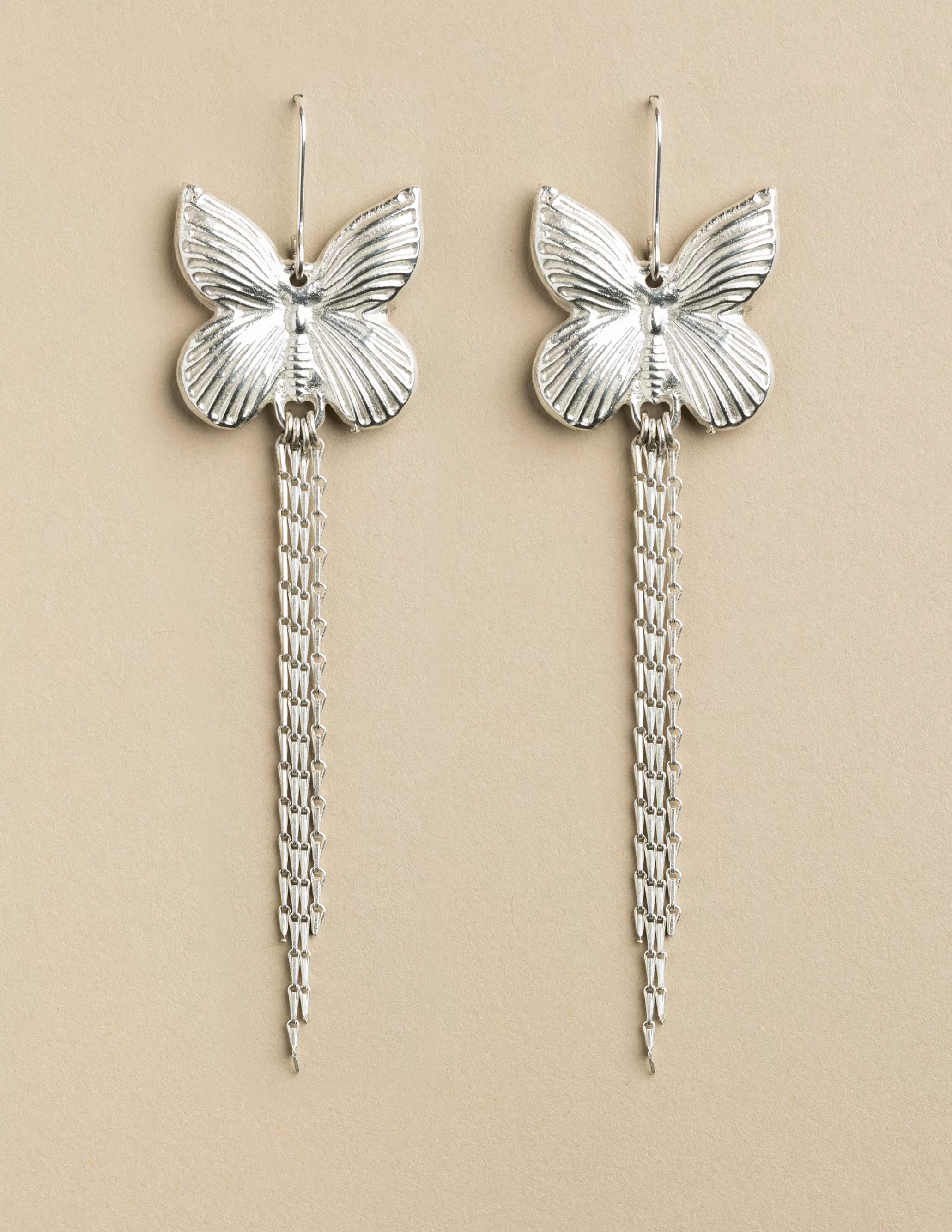 Nicoli LARGE SILVER BUTTERFLY EARRINGS< Earrings