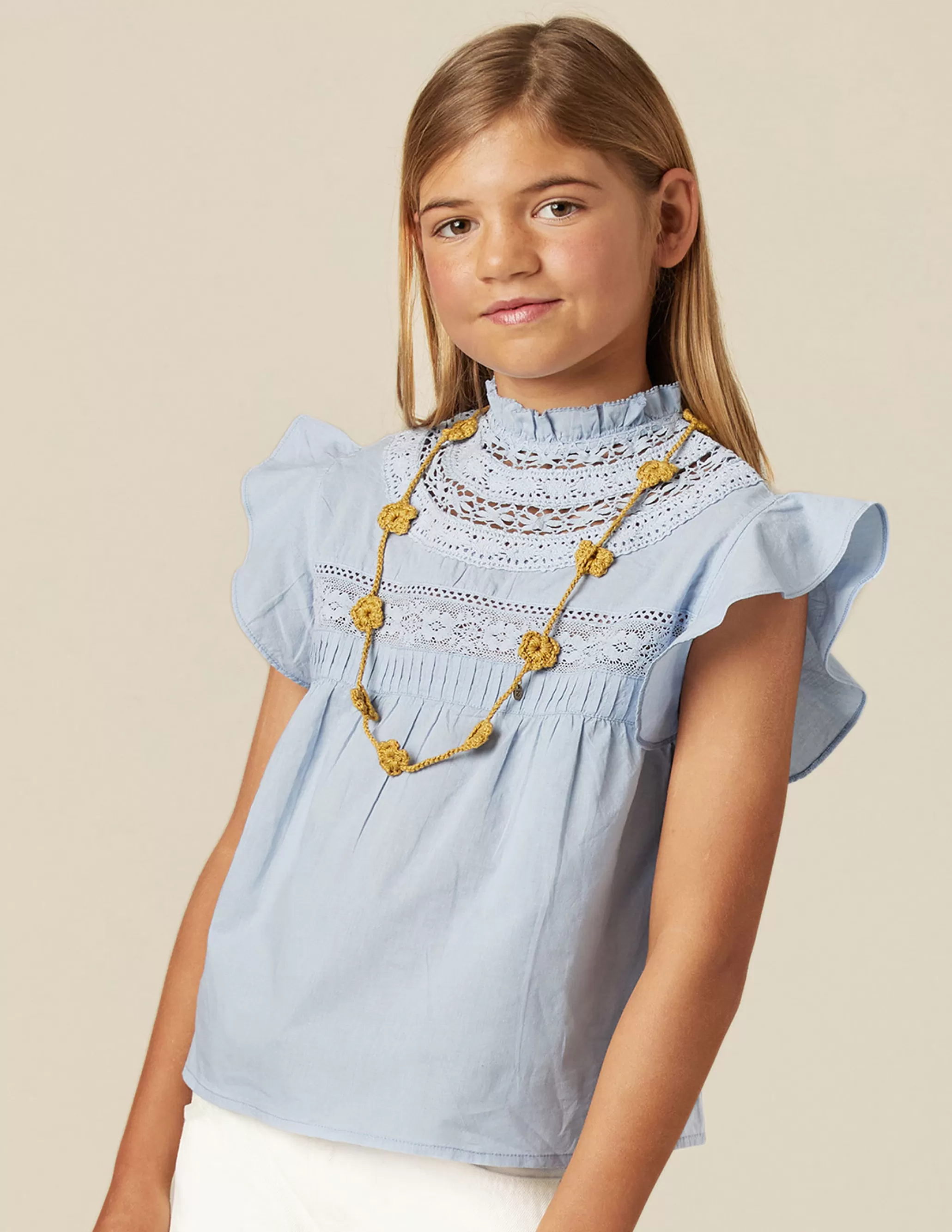 Nicoli LIGHT BLUE LACE SHIRT< Shirts