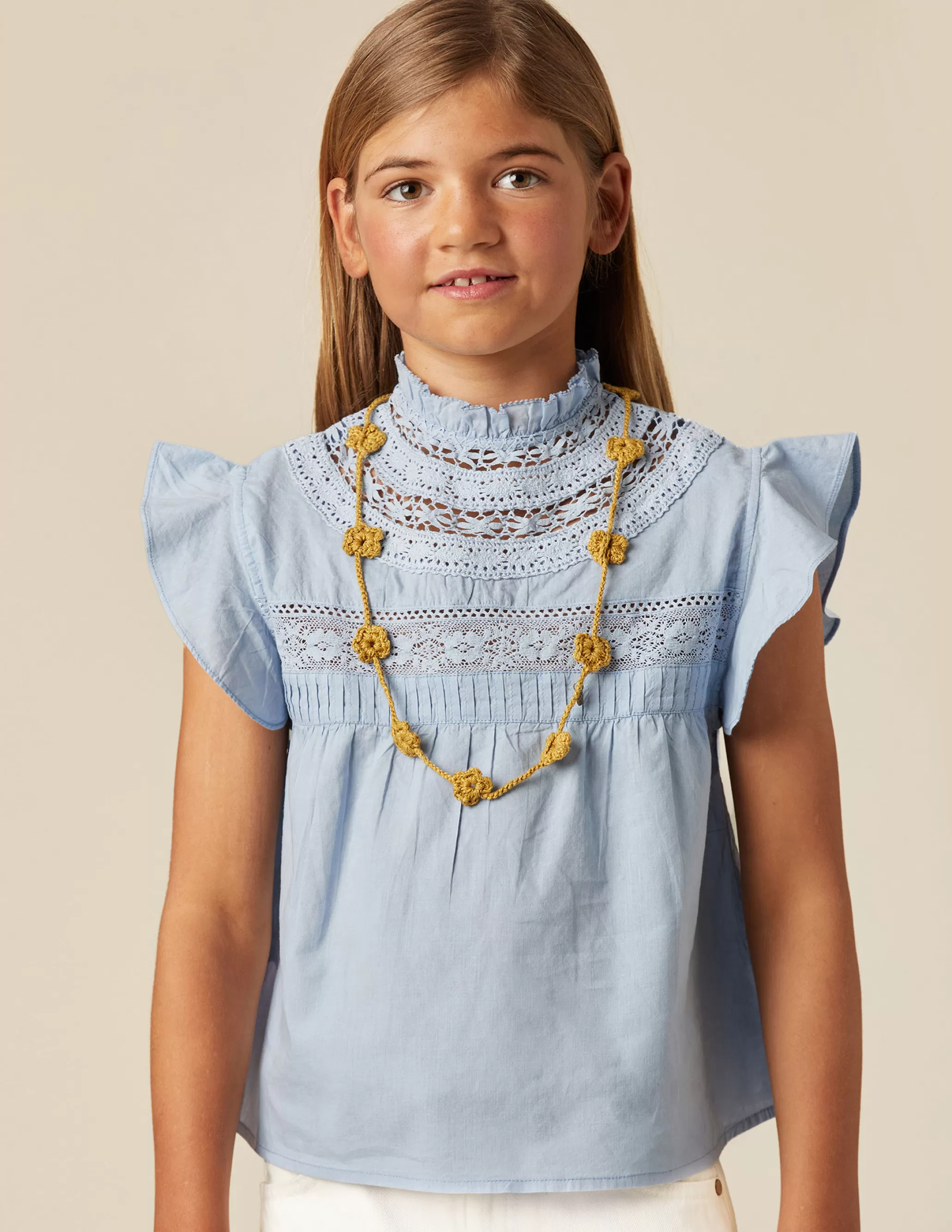 Nicoli LIGHT BLUE LACE SHIRT< Shirts