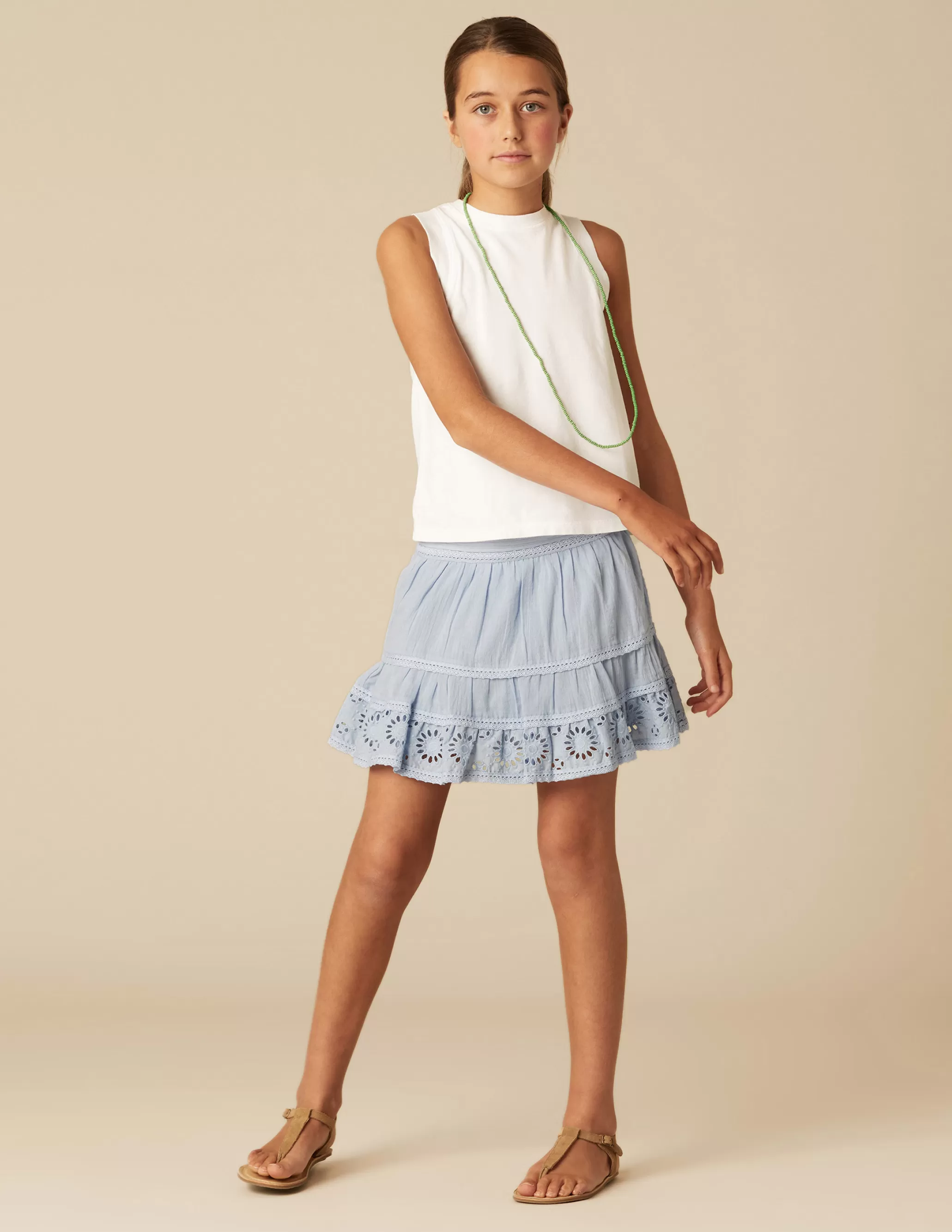 Nicoli LIGHT BLUE LACE SKIRT< Skirts