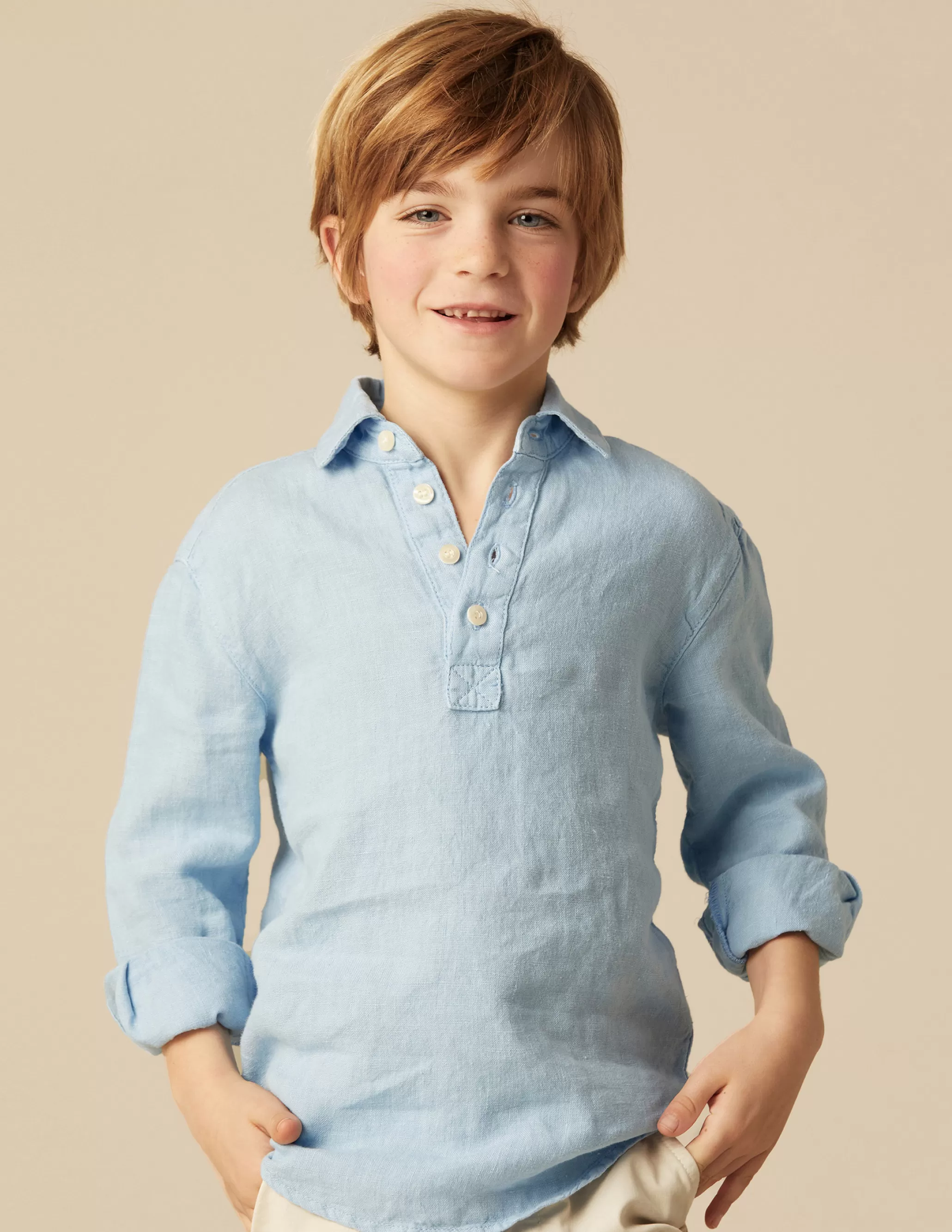 Nicoli LIGHT BLUE LINEN POLO SHIRT<BOY Shirts