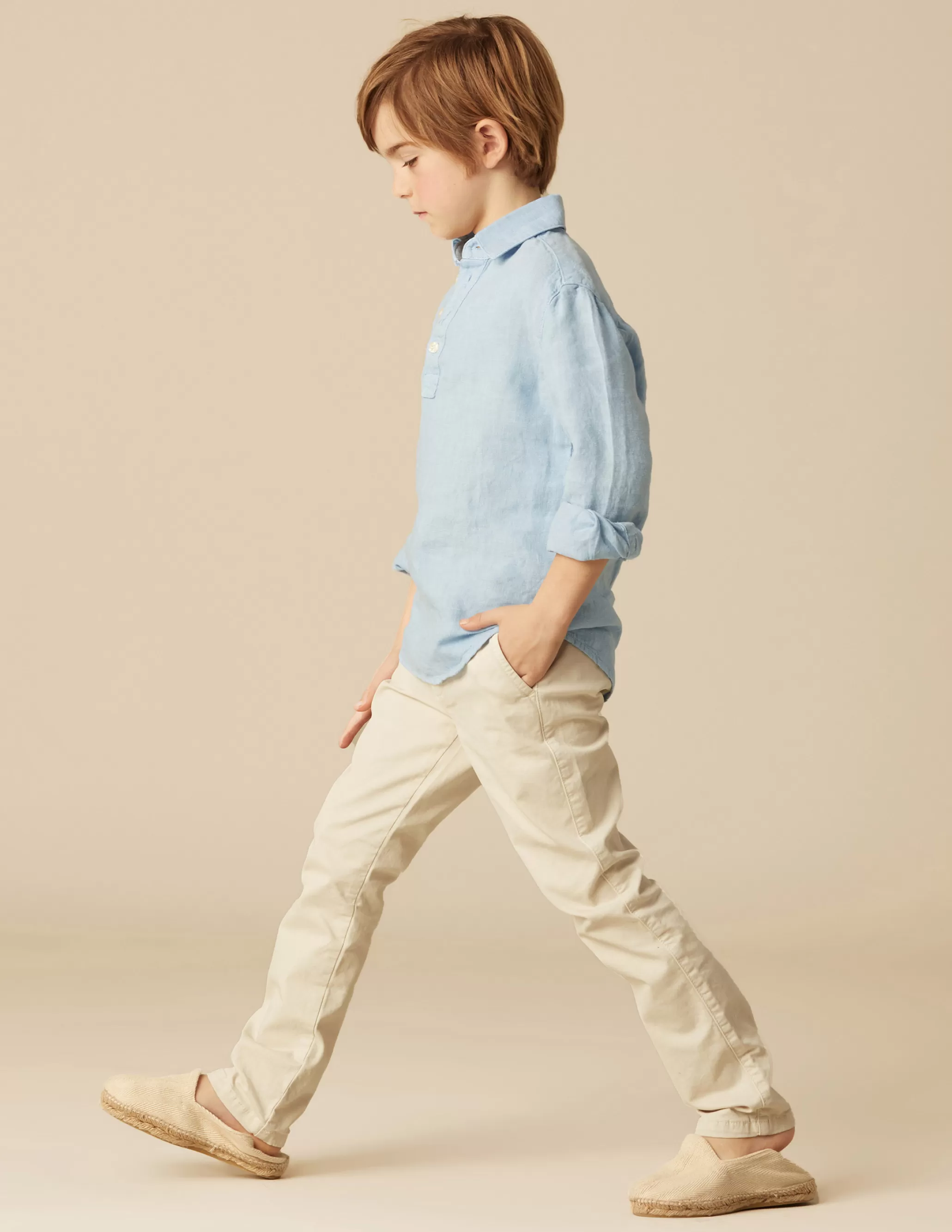 Nicoli LIGHT BLUE LINEN POLO SHIRT<BOY Shirts